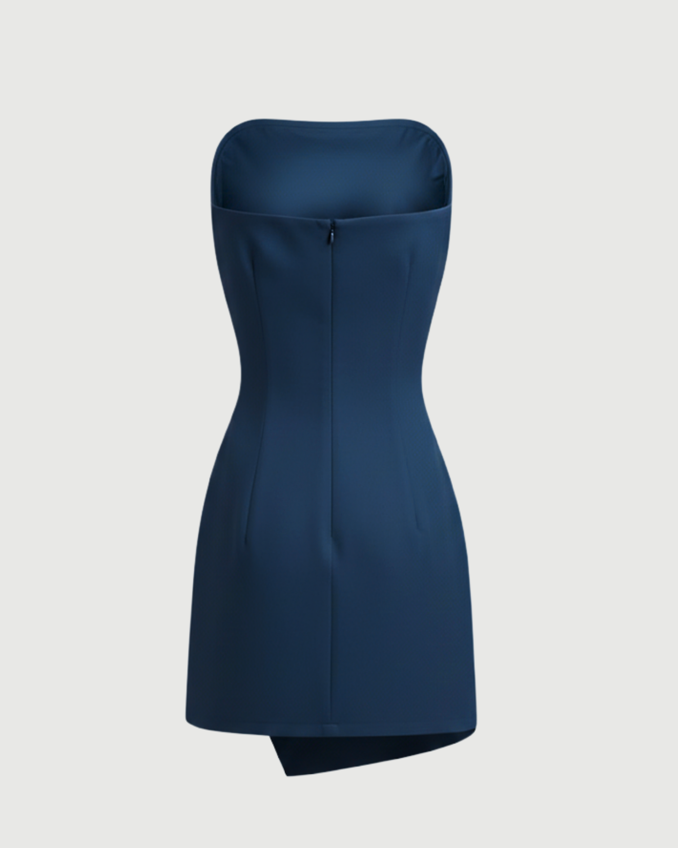 Linen-Blend Boat-Neck Draped Mini Dress-Blue