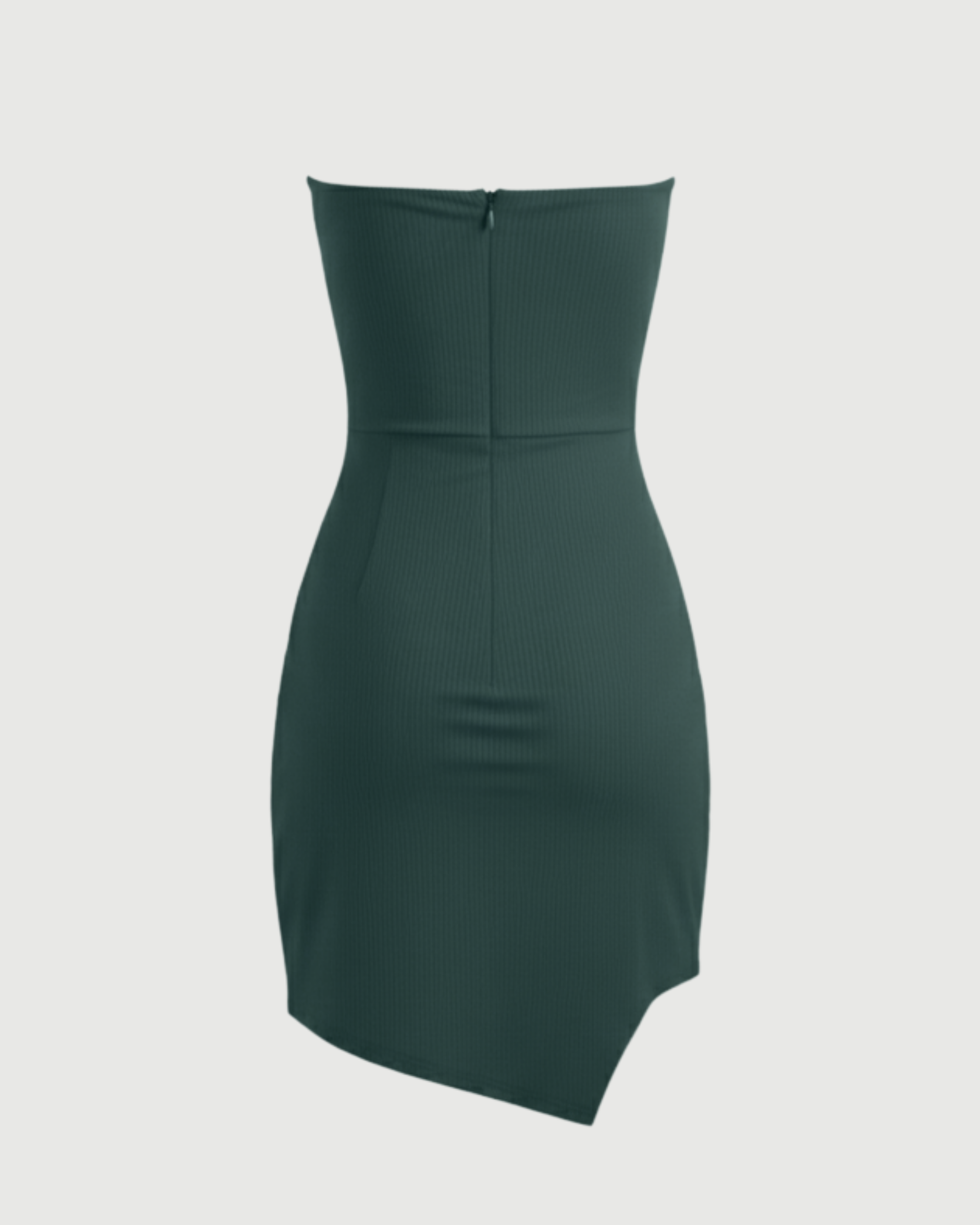 Linen-Blend Boat-Neck Draped Mini Dress-Dark Green
