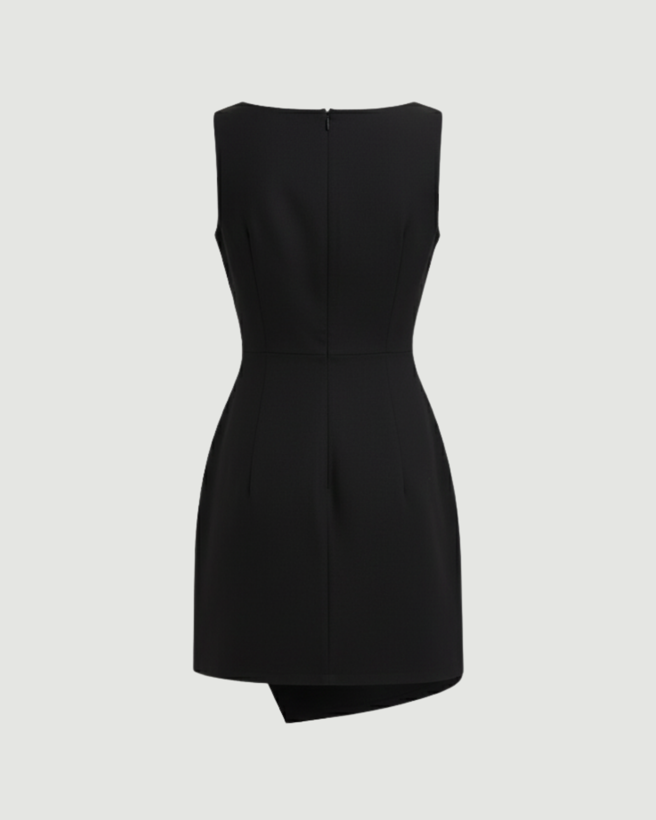 Linen-Blend Boat-Neck Draped Mini Dress - Black