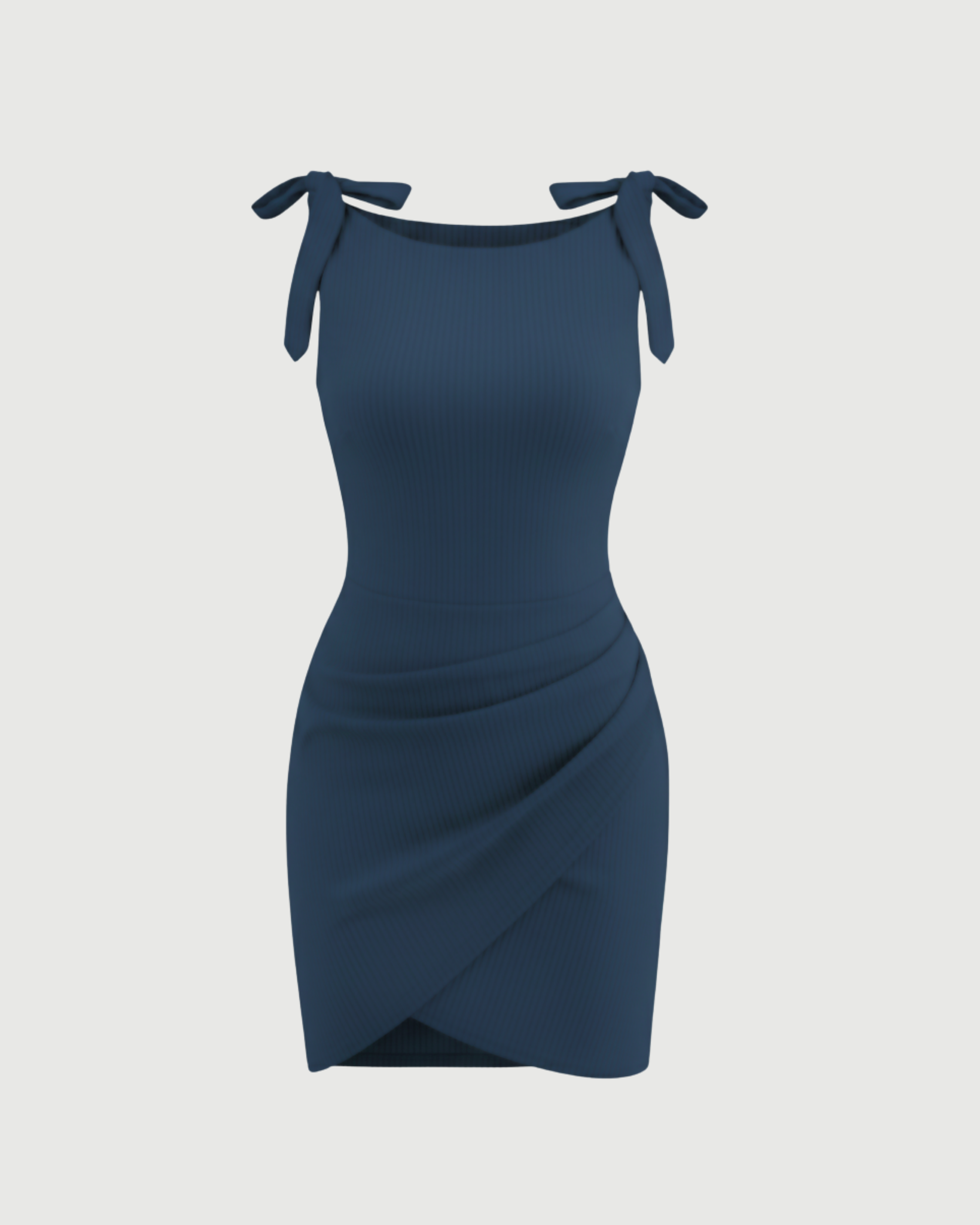 Soft Jersey Boat-Neck Wrap-Tie Mini Dress-Blue