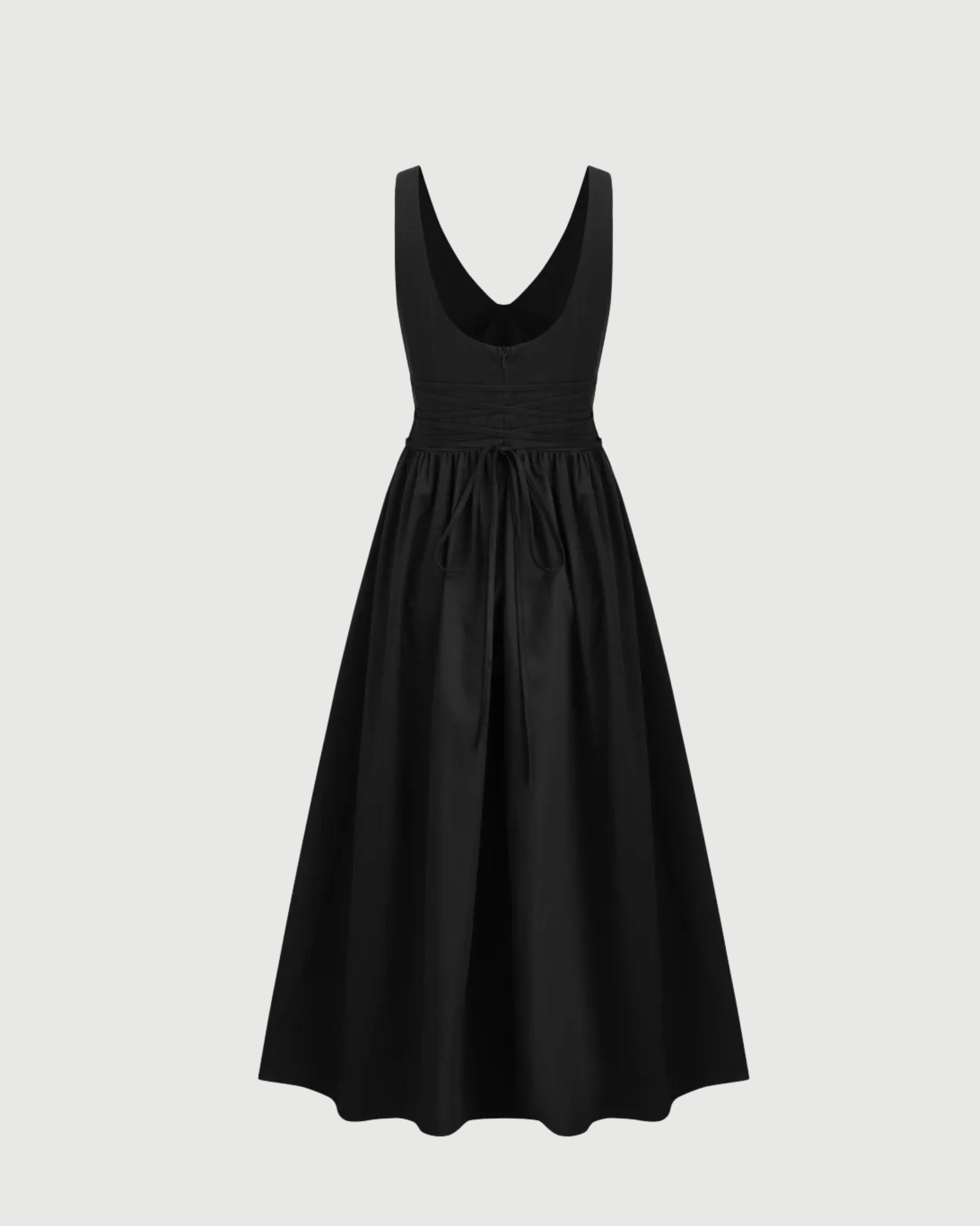 Cotton-Blend V-Neck Ruffle Maxi Dress - Black