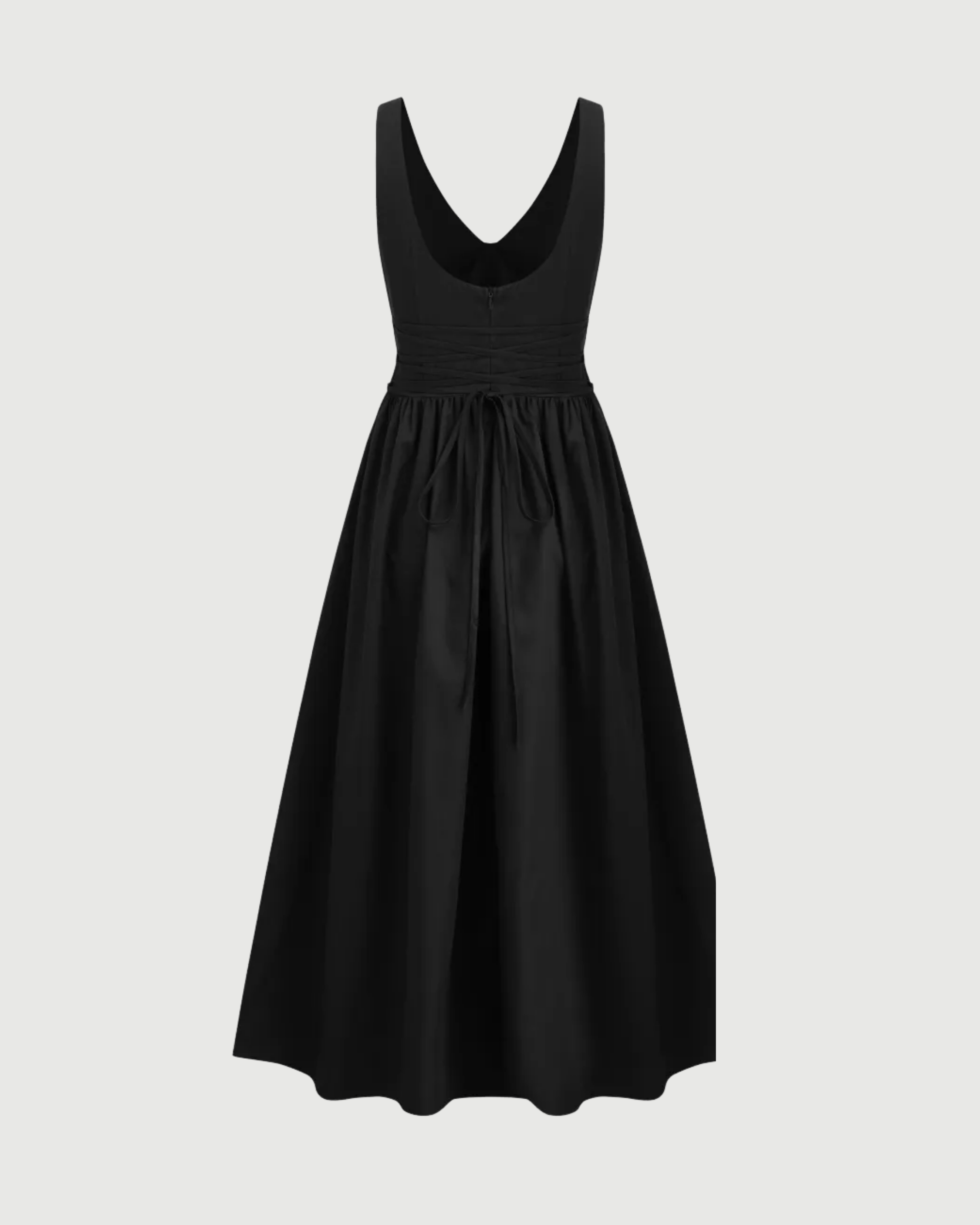 Cotton-Blend V-Neck Ruffle Maxi Dress - Black