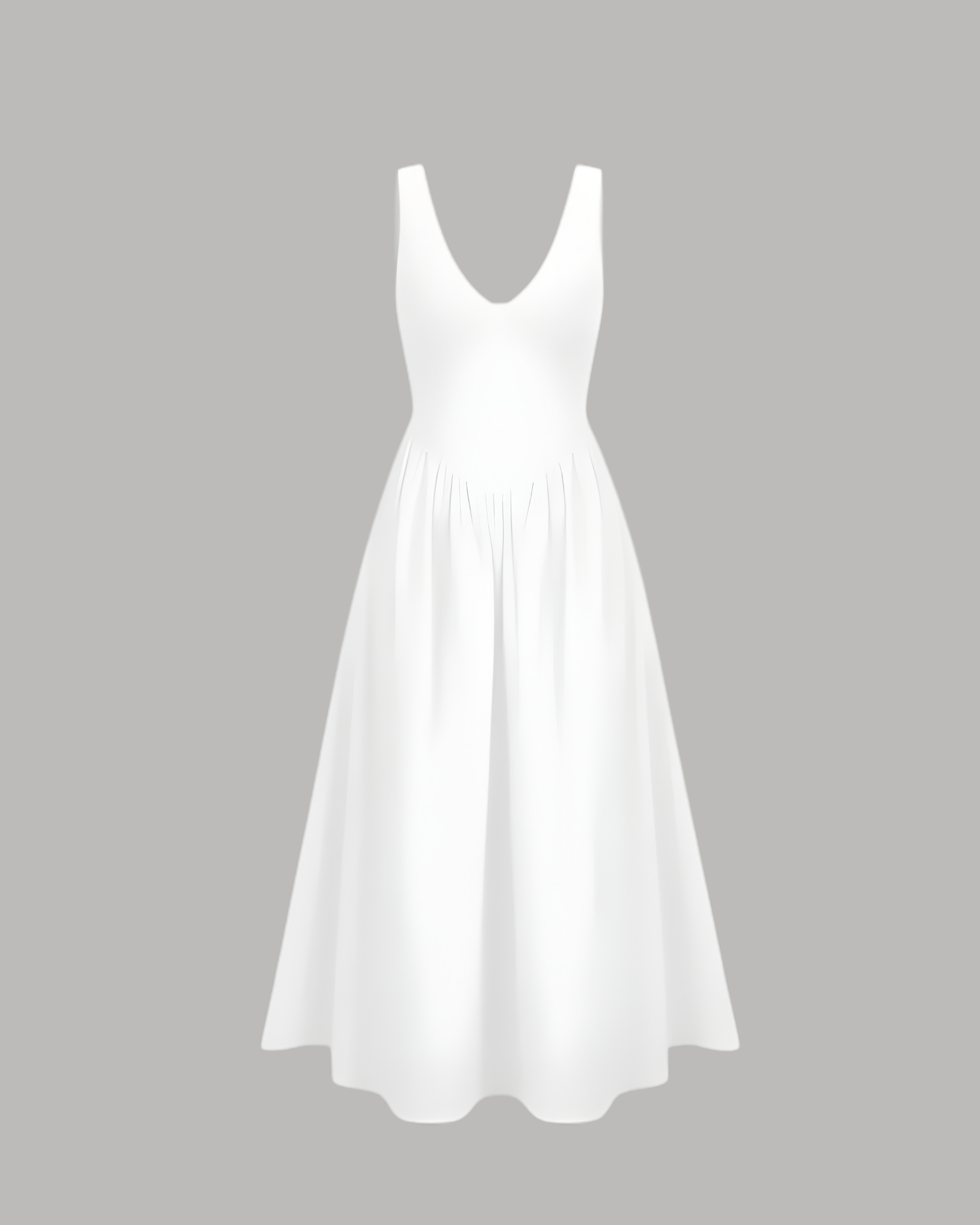 Cotton-Blend V-Neck Ruffle Maxi Dress - White