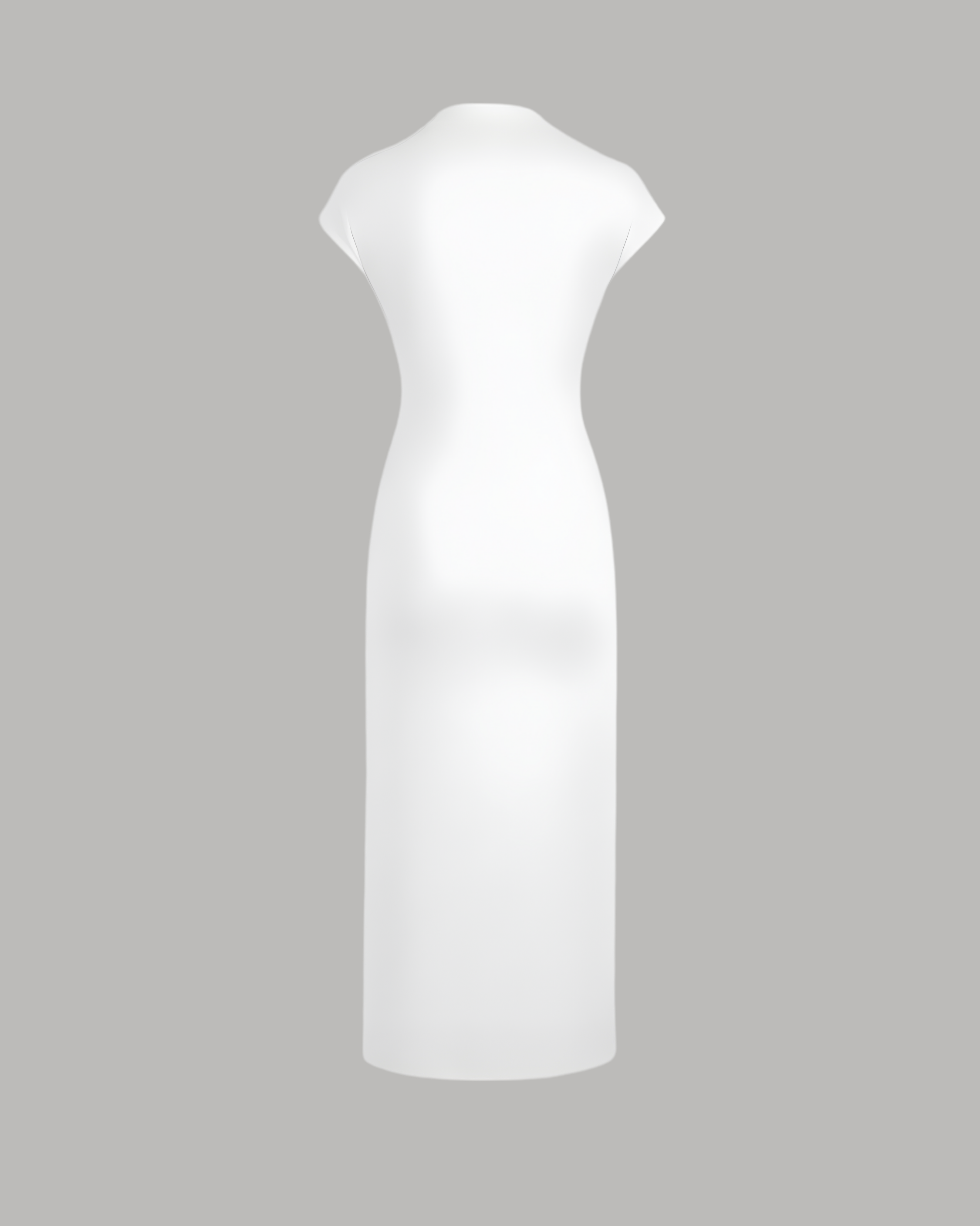 High-Neck Ruched Maxi Dress - White