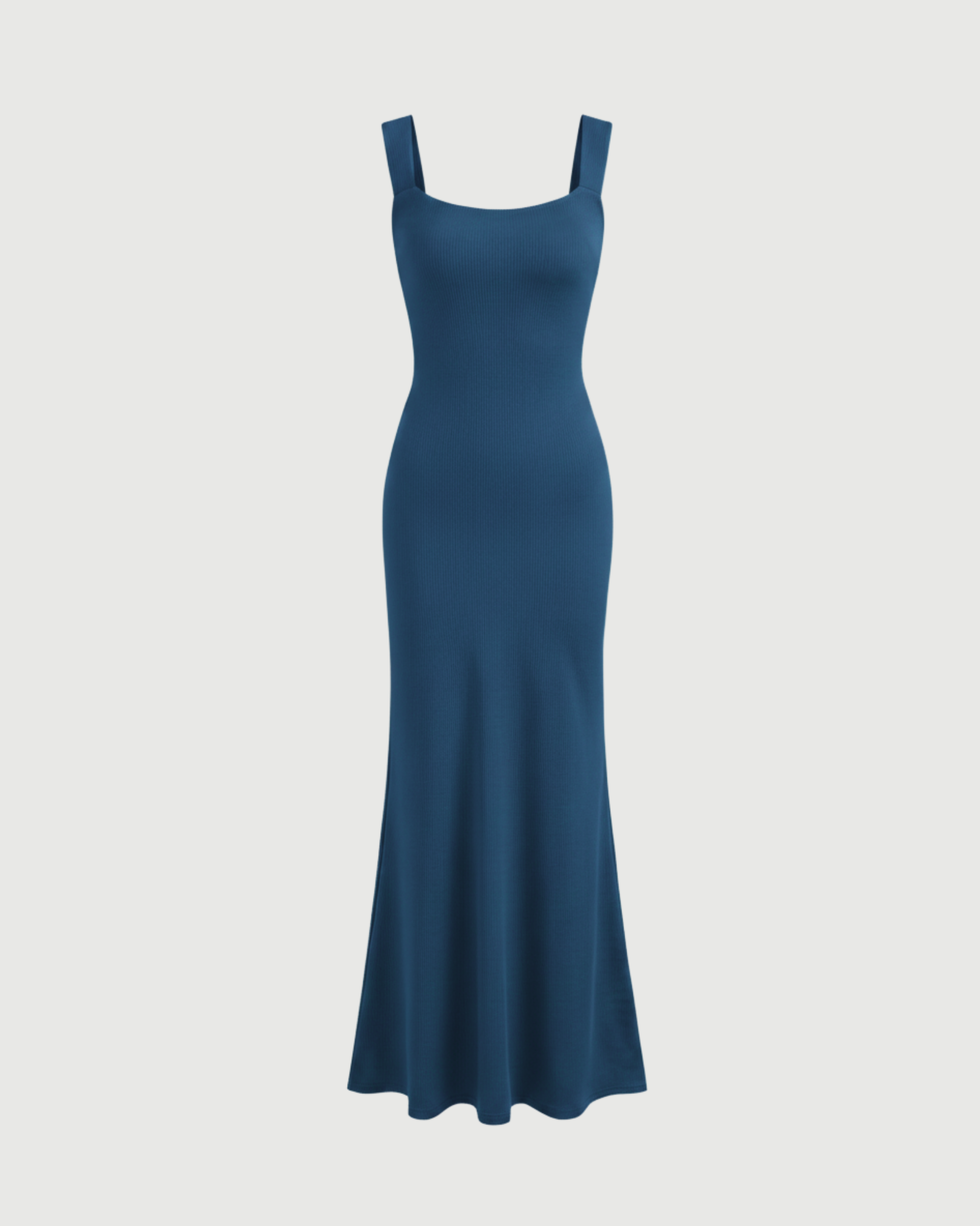 Backless Bowknot Maxi Dress with Scoop Neckline-Blue