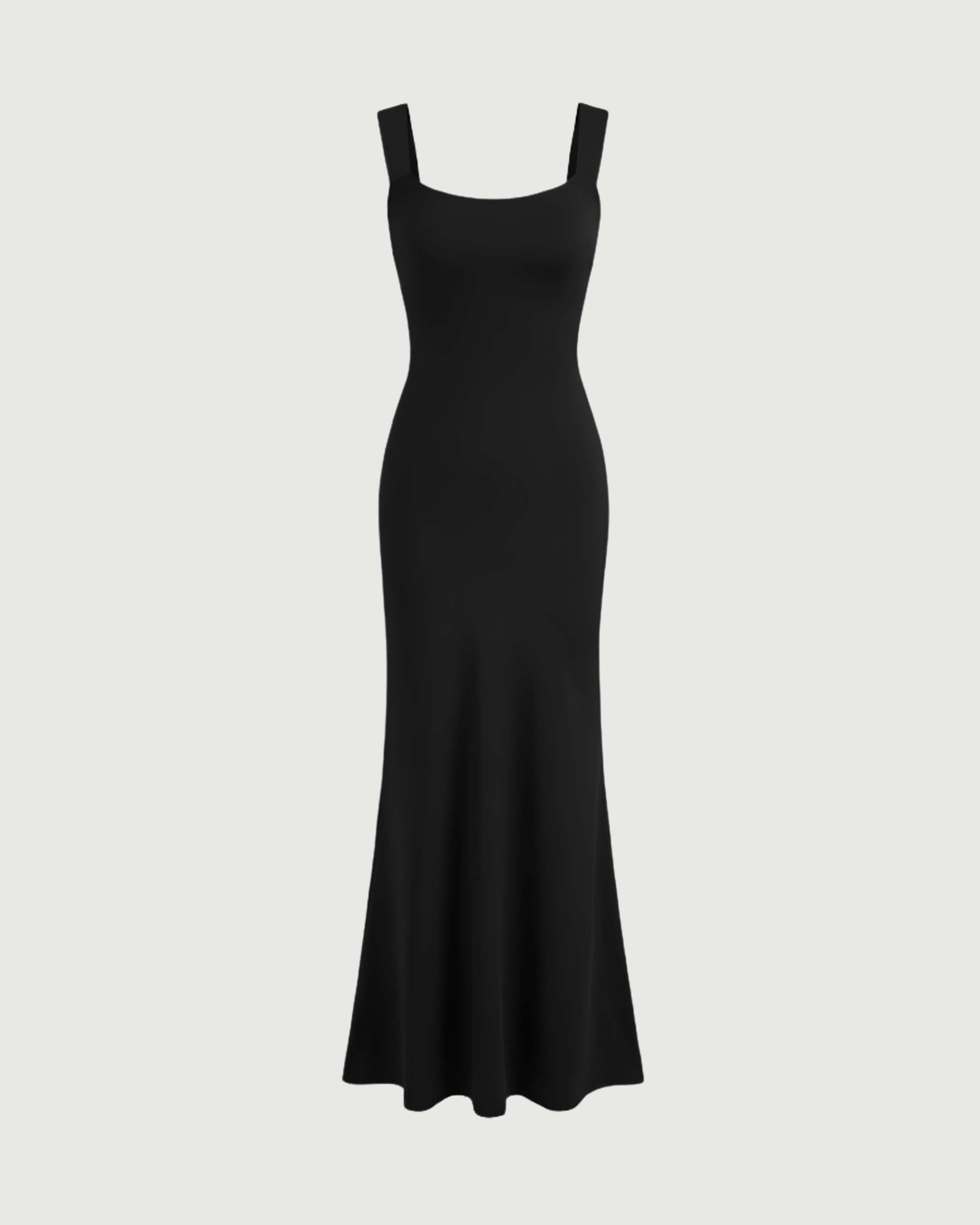 Backless Bowknot Maxi Dress with Scoop Neckline - Black