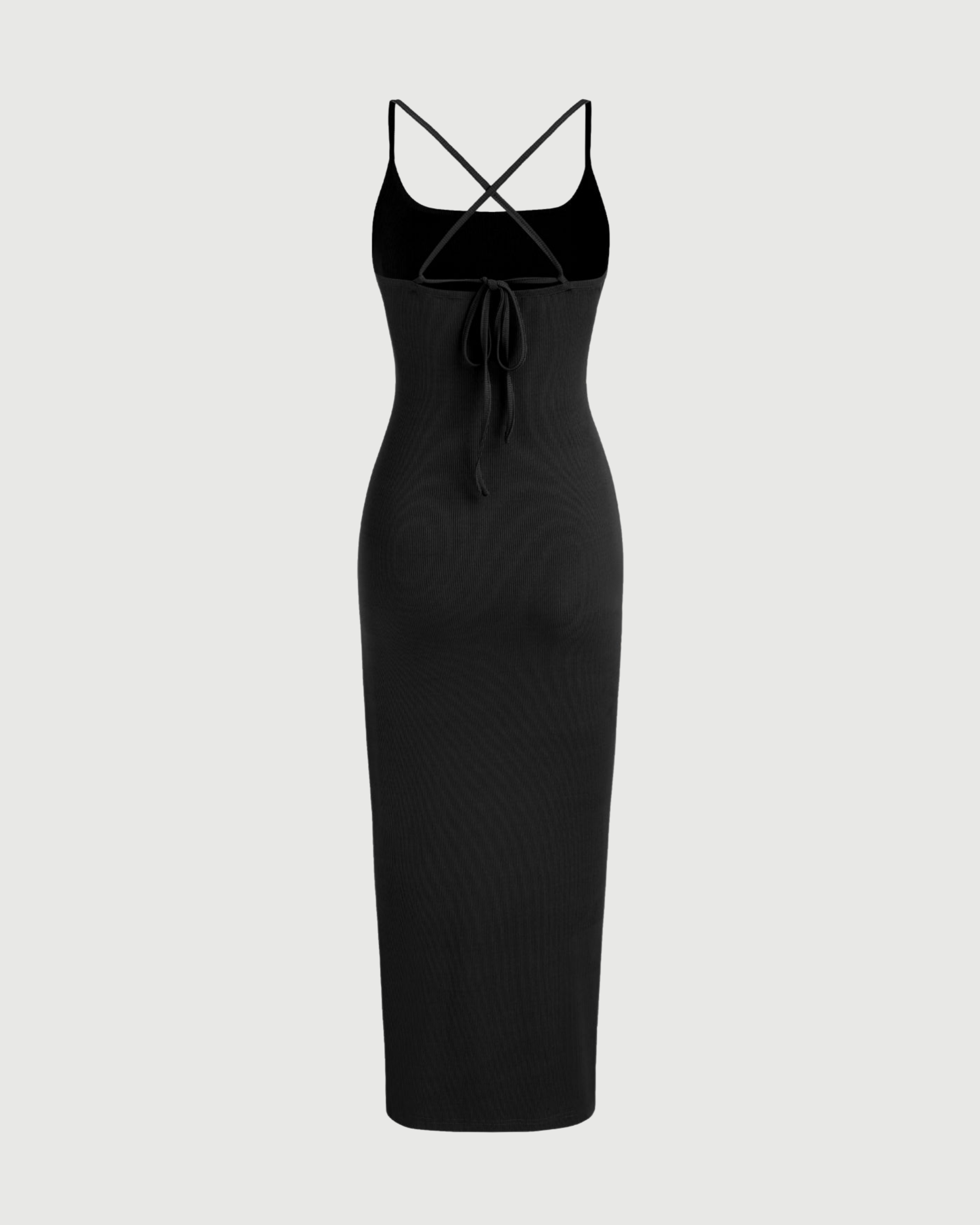Criss-Cross Twist U-Neck Maxi Dress - Black