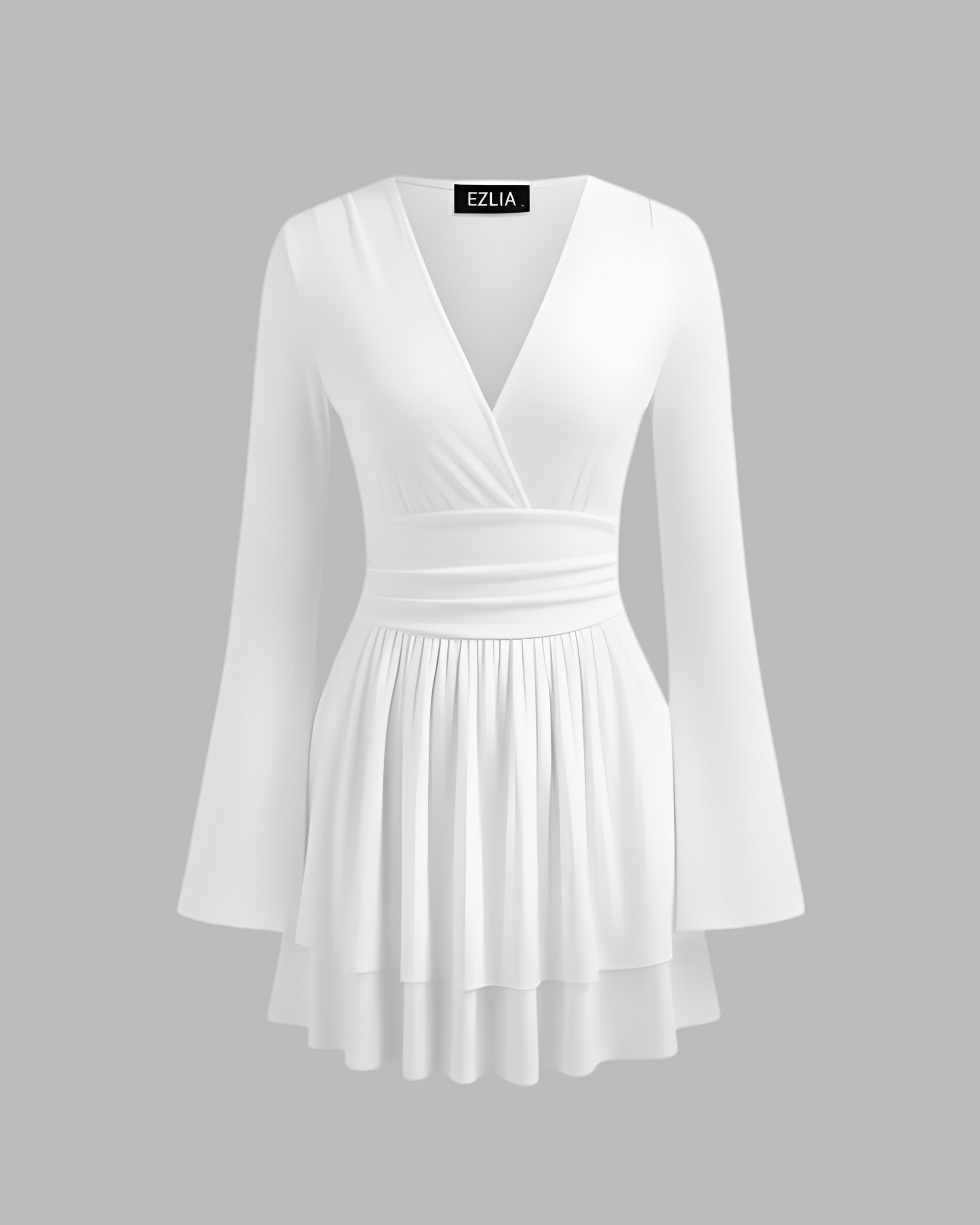 Flirty V-Neck Layered Ruffle Mini Dress - White