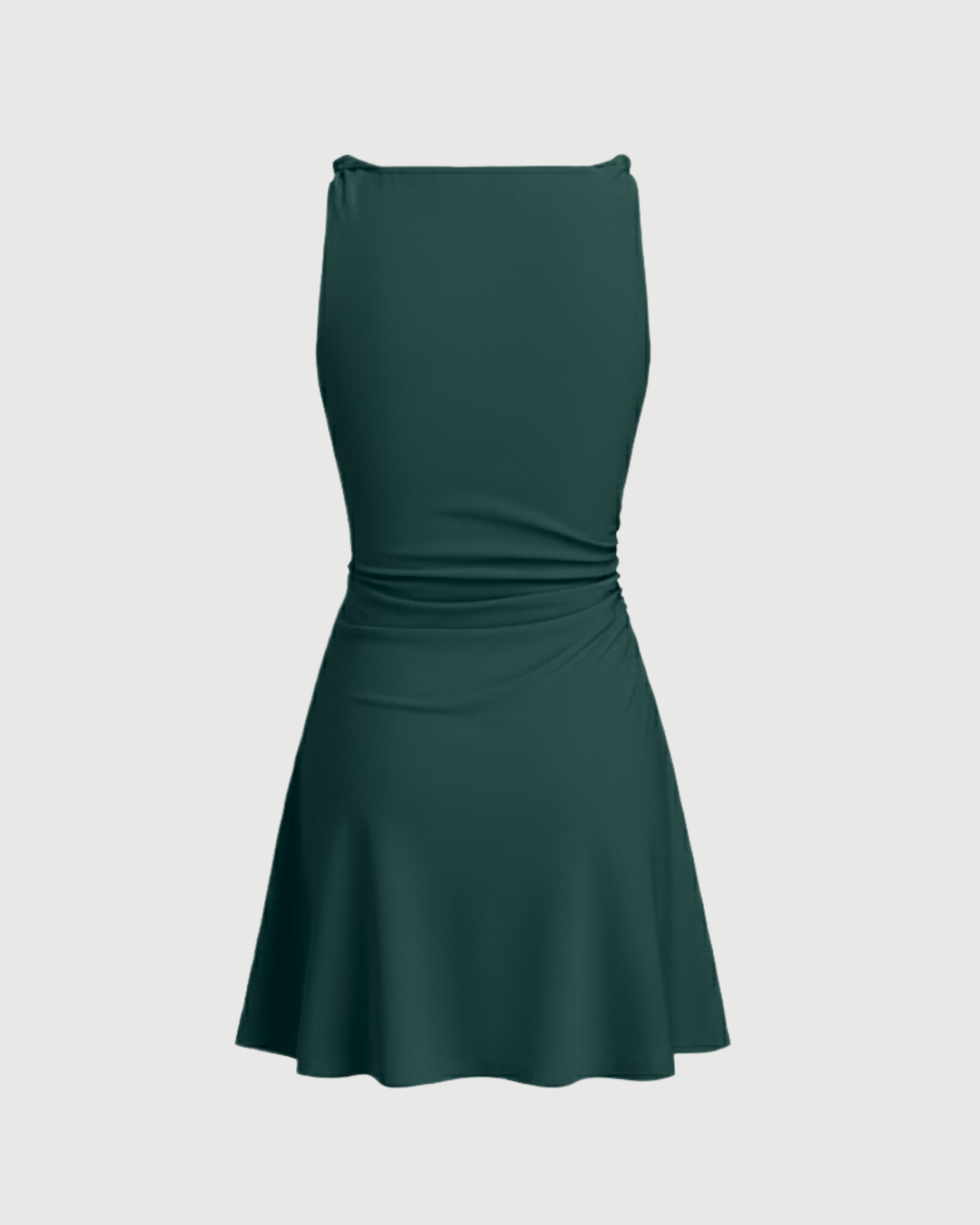 Chic Twisted Boat Neck Mini Dress-Dark Green