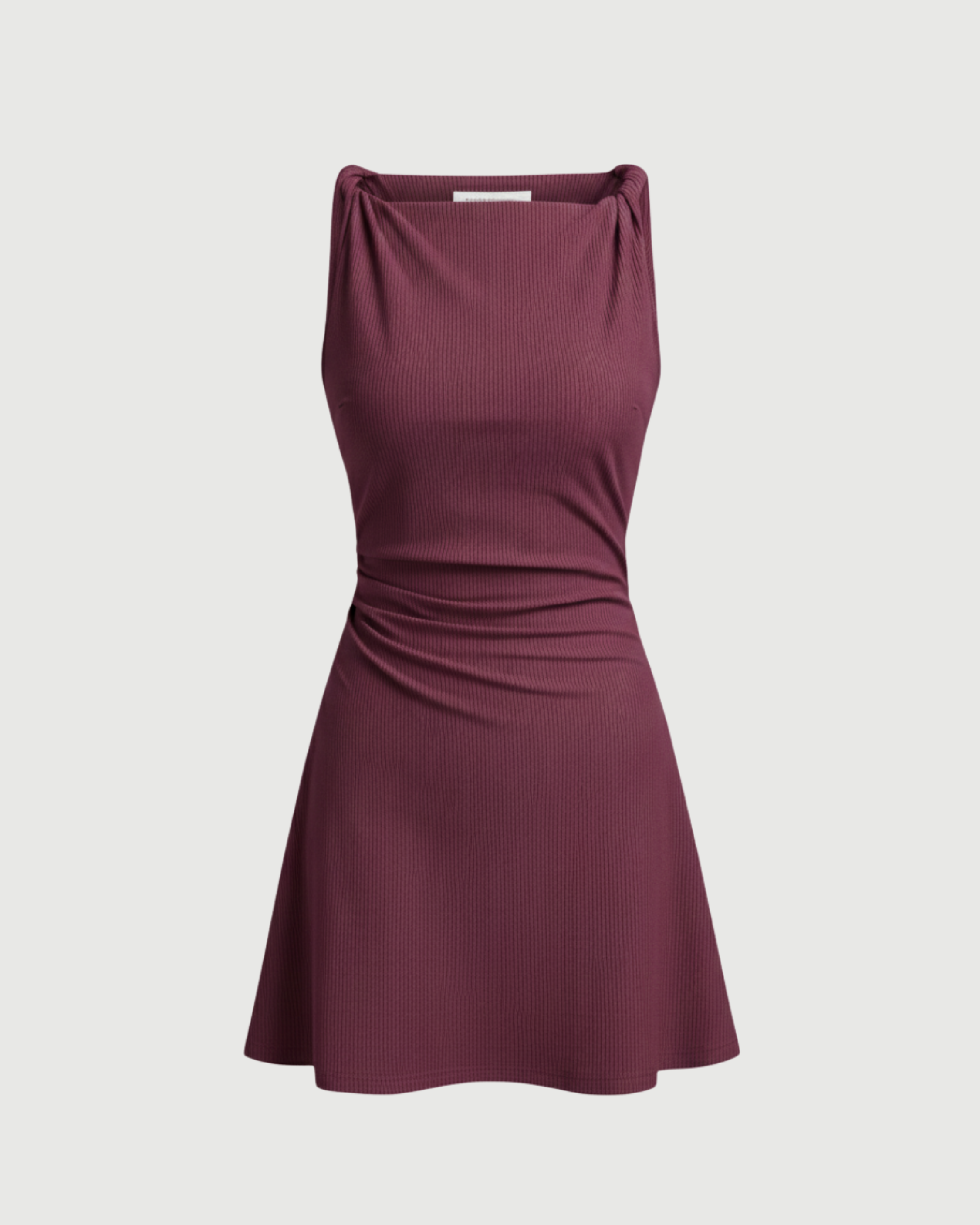 Chic Twisted Boat Neck Mini Dress-Maroon