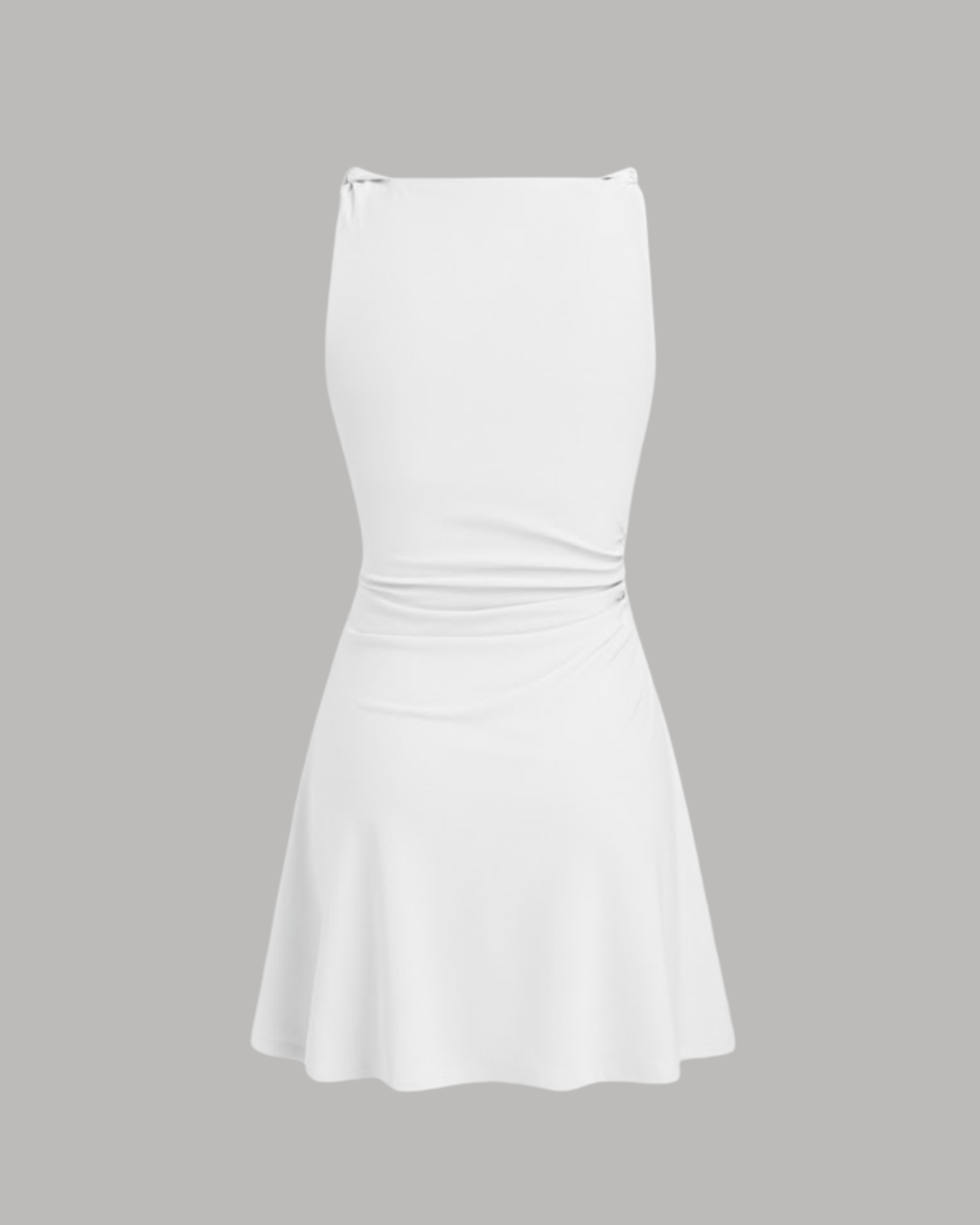 Chic Twisted Boat Neck Mini Dress - White
