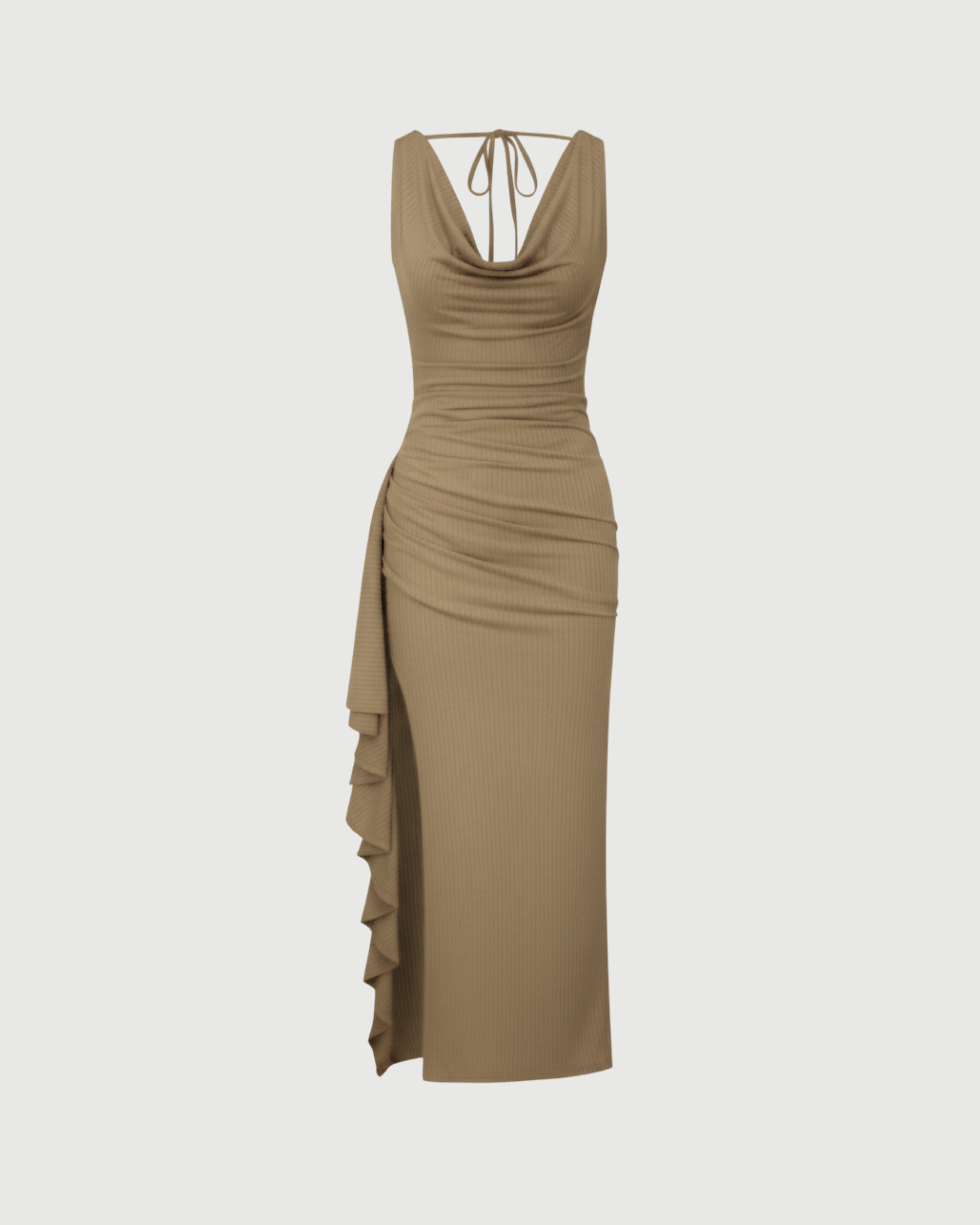 Glamorous Cowl Back Split Hem Maxi-Cream