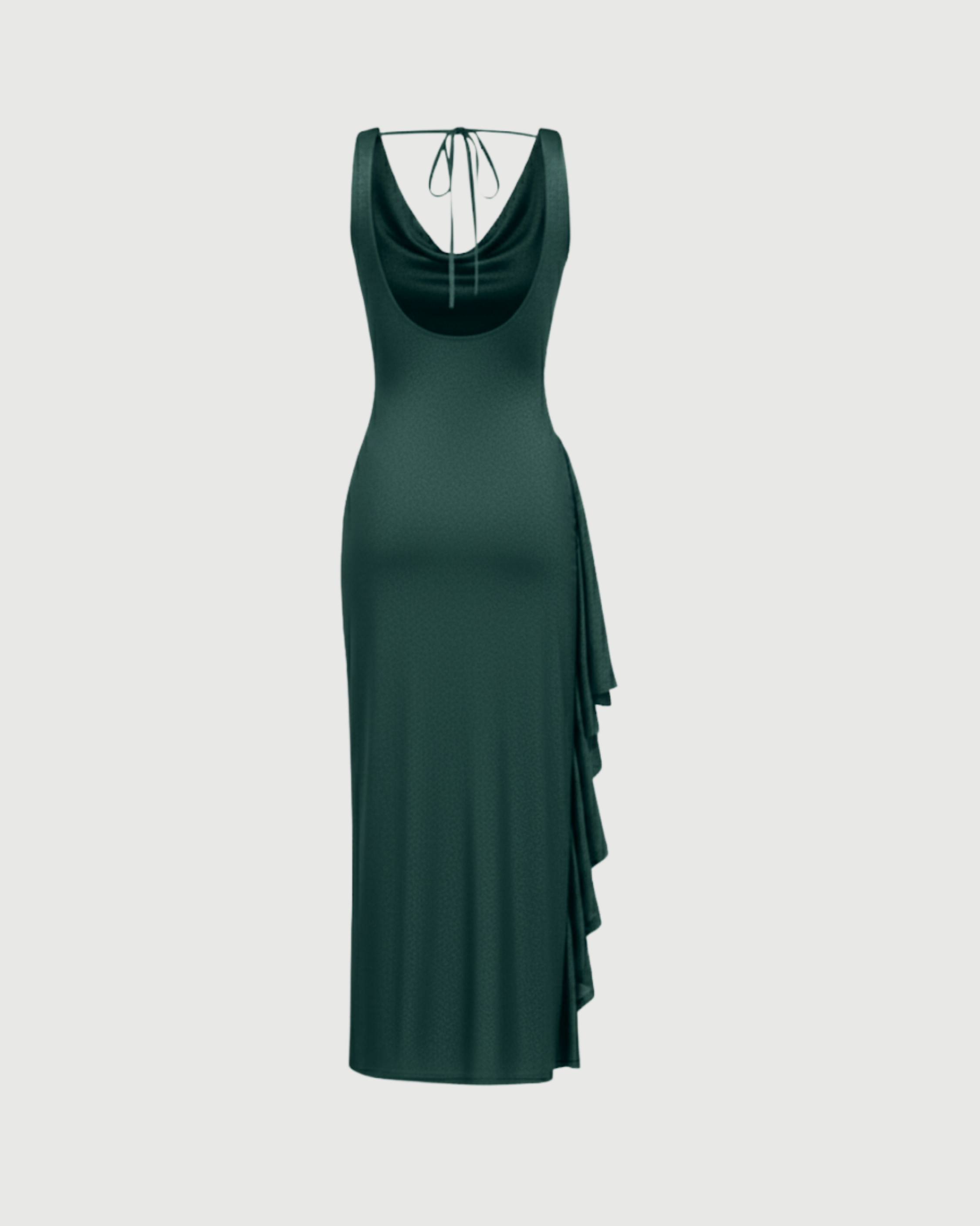 Glamorous Cowl Back Split Hem Maxi-Dark Green