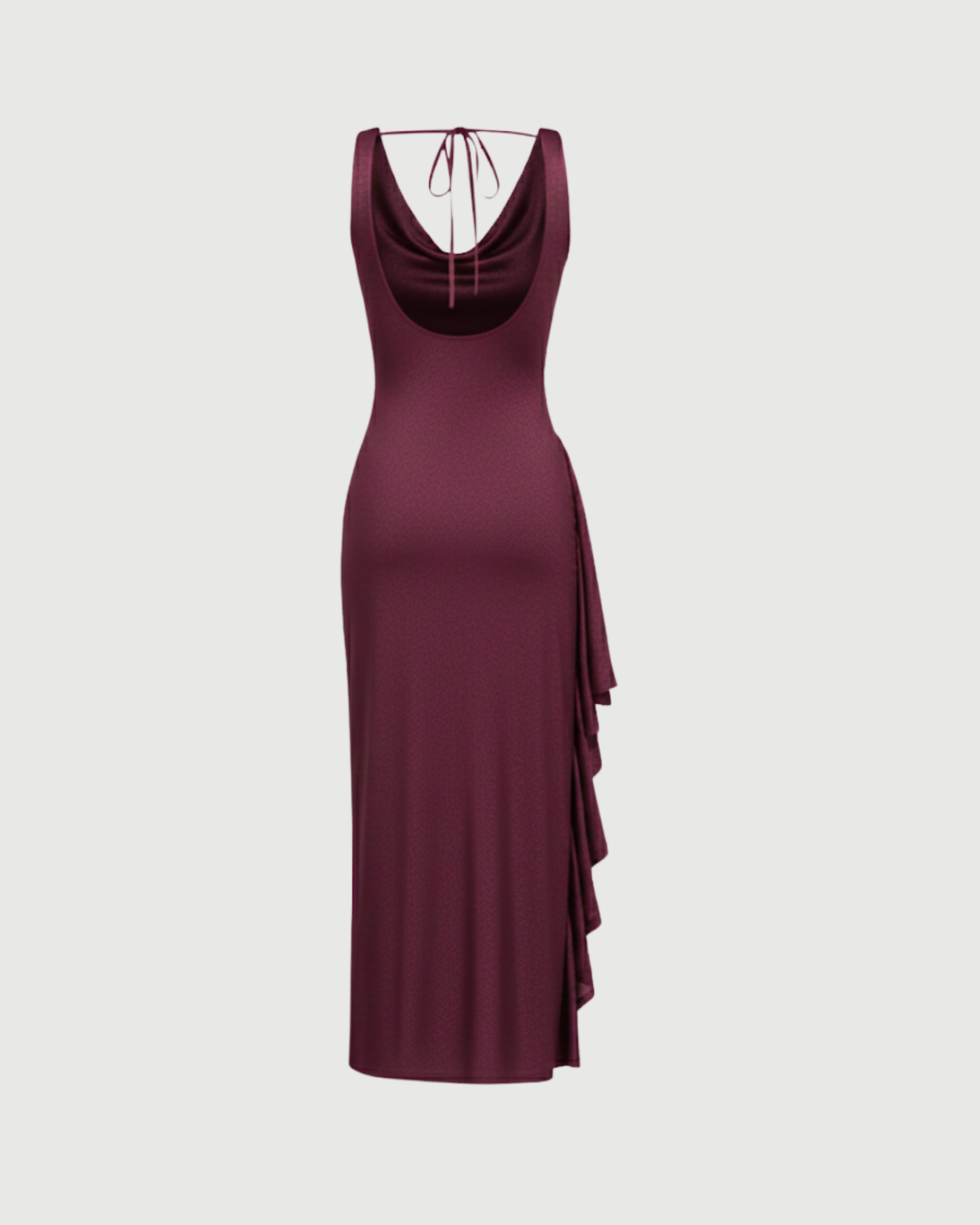 Glamorous Cowl Back Split Hem Maxi-Maroon