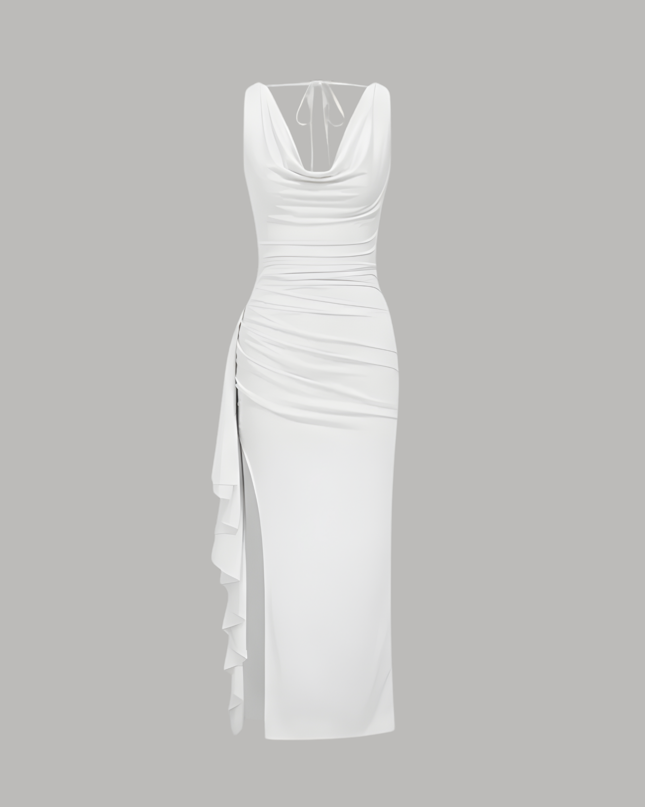 Glamorous Cowl Back Split Hem Maxi - White