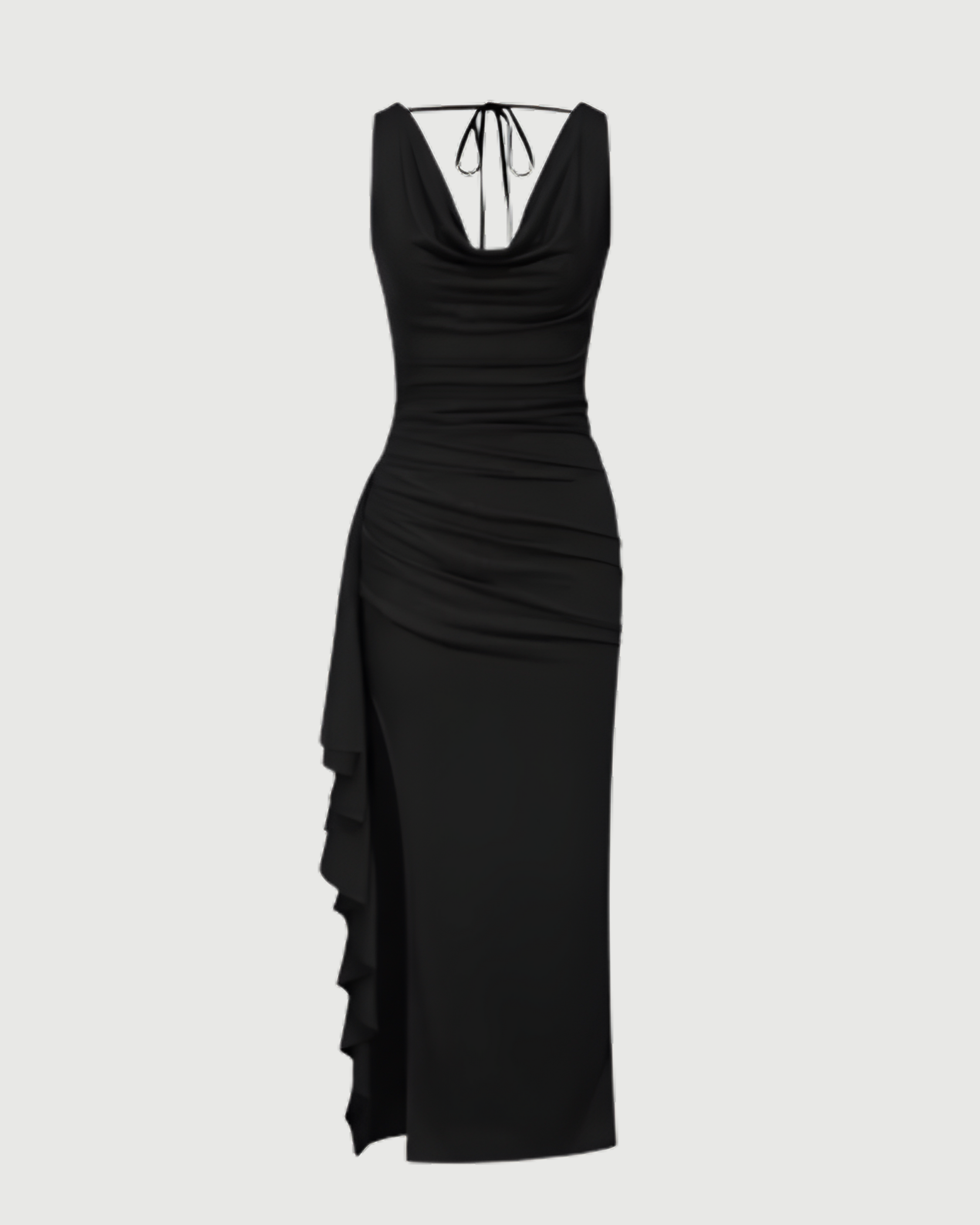 Glamorous Cowl Back Split Hem Maxi - Black