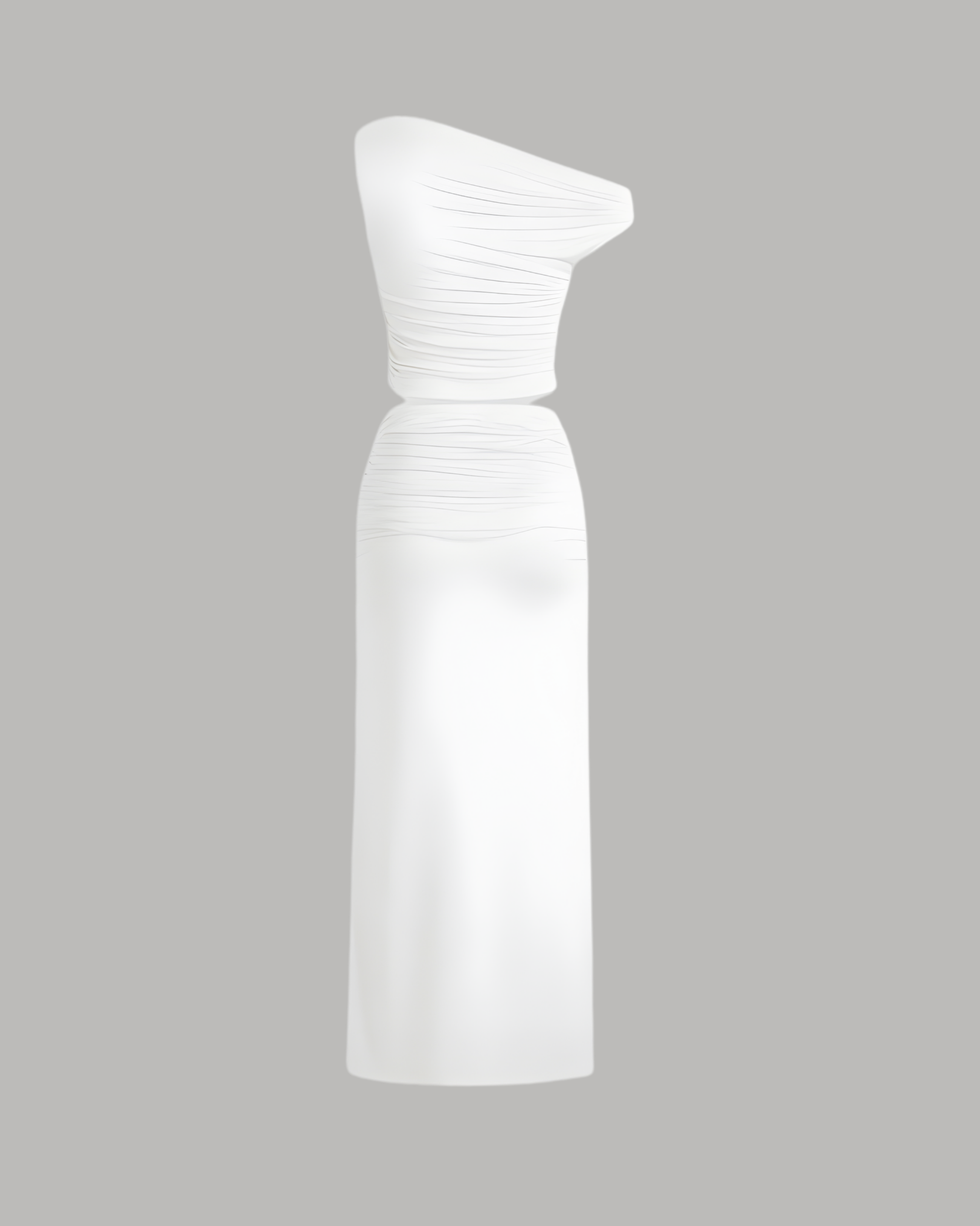 Two-Piece Asymmetrical Ruched Crop & Maxi Skirt Set - White