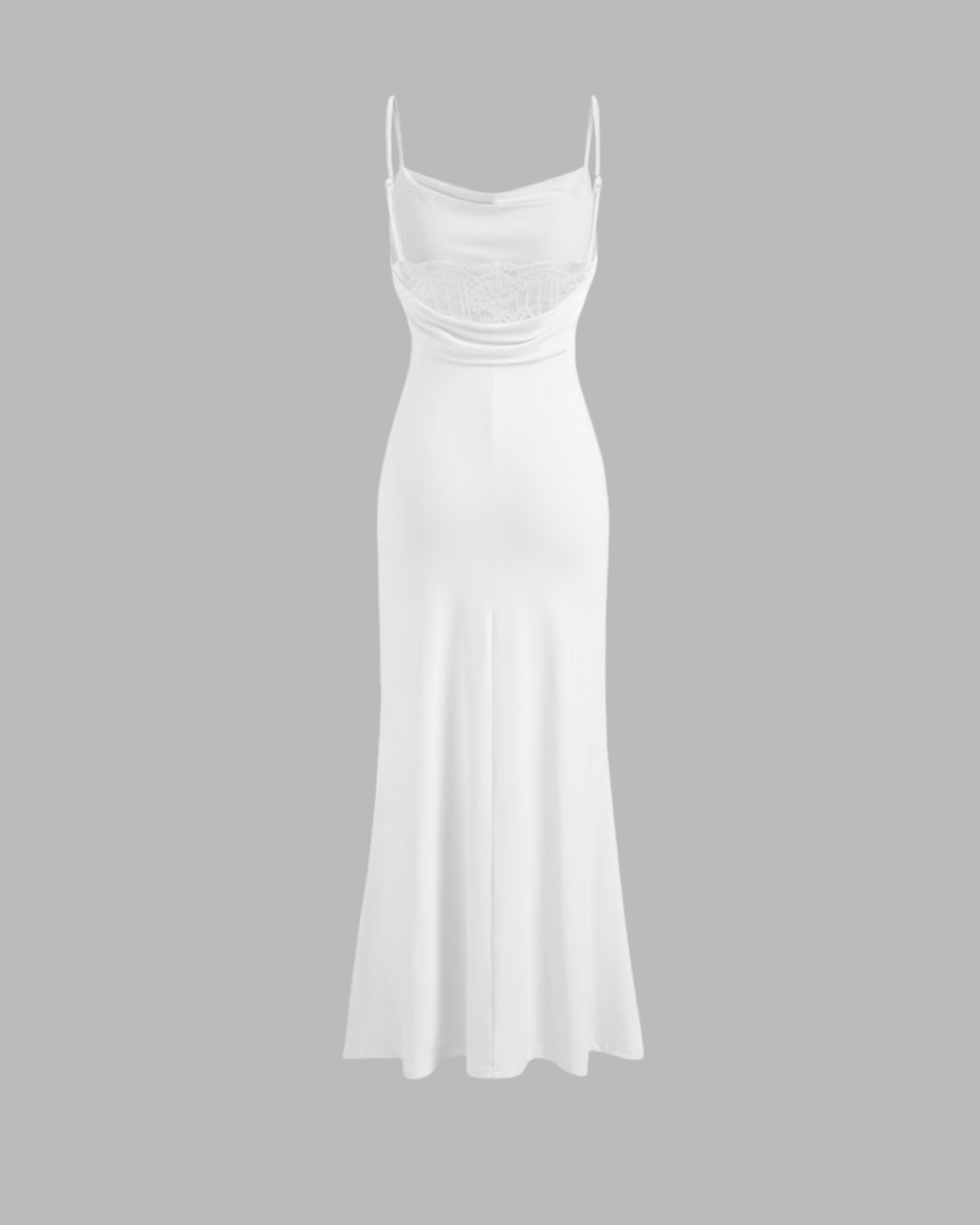 Sleek Cowl Neck Backless Maxi Gown - White