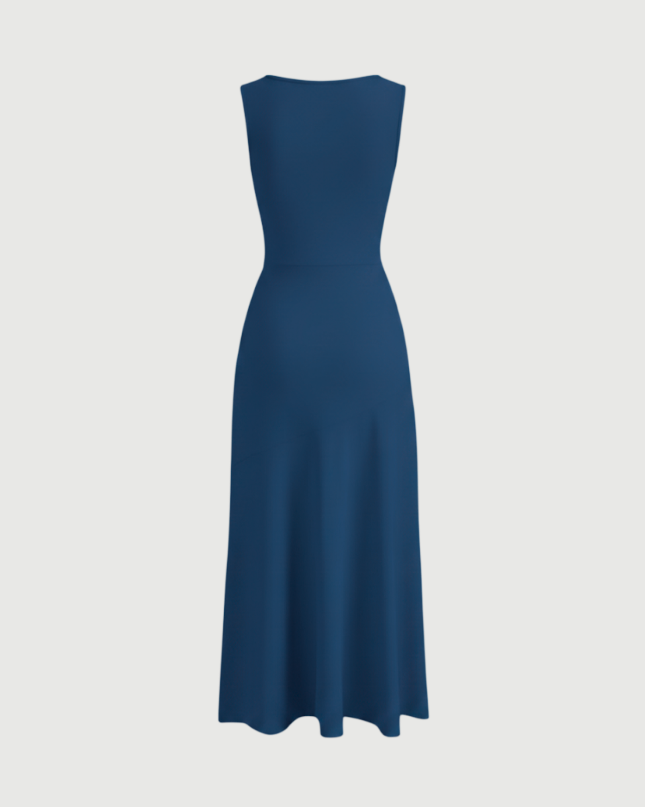 Classic Boat Neck Ruffle Maxi Dress-Blue