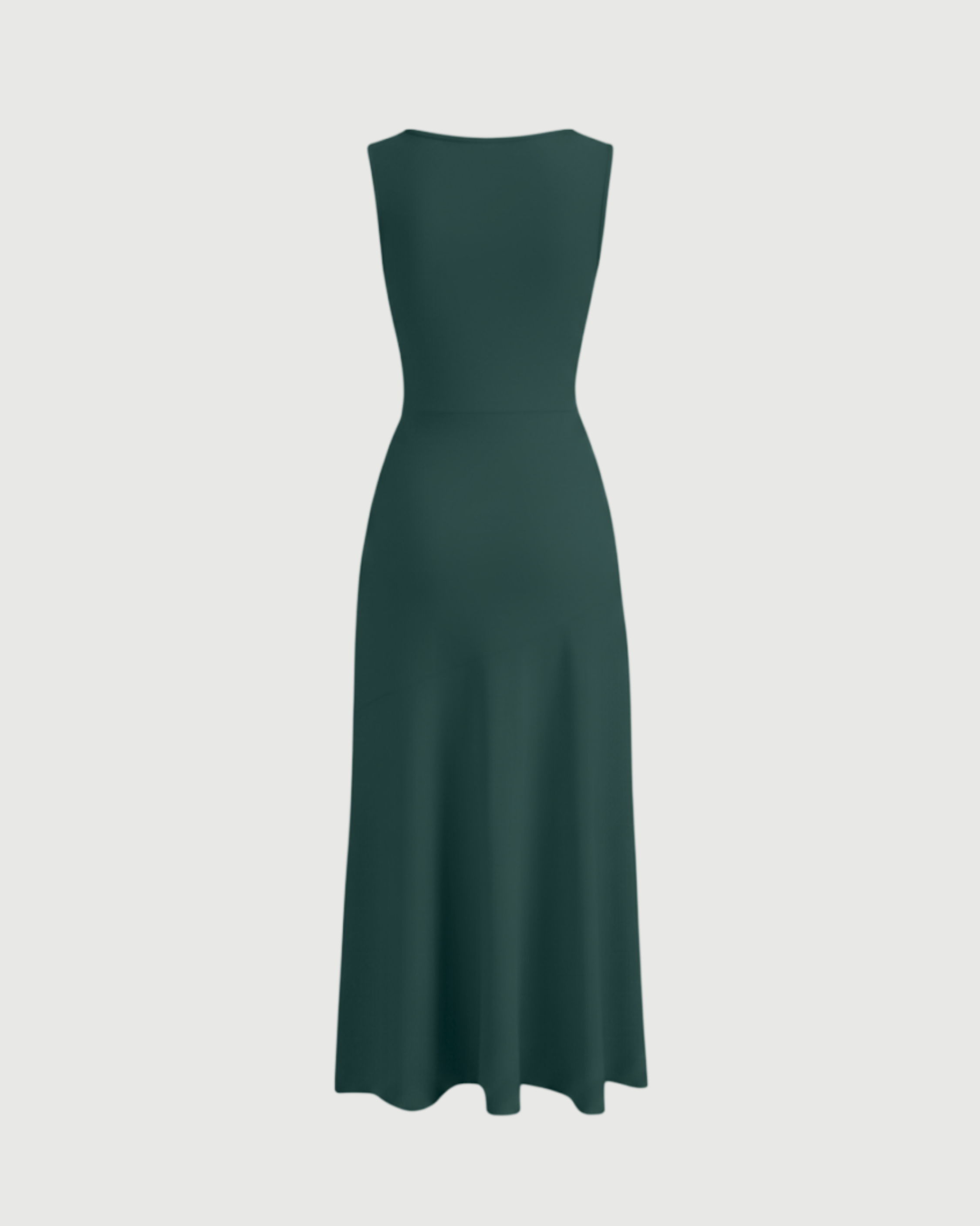 Classic Boat Neck Ruffle Maxi Dress-Dark Green