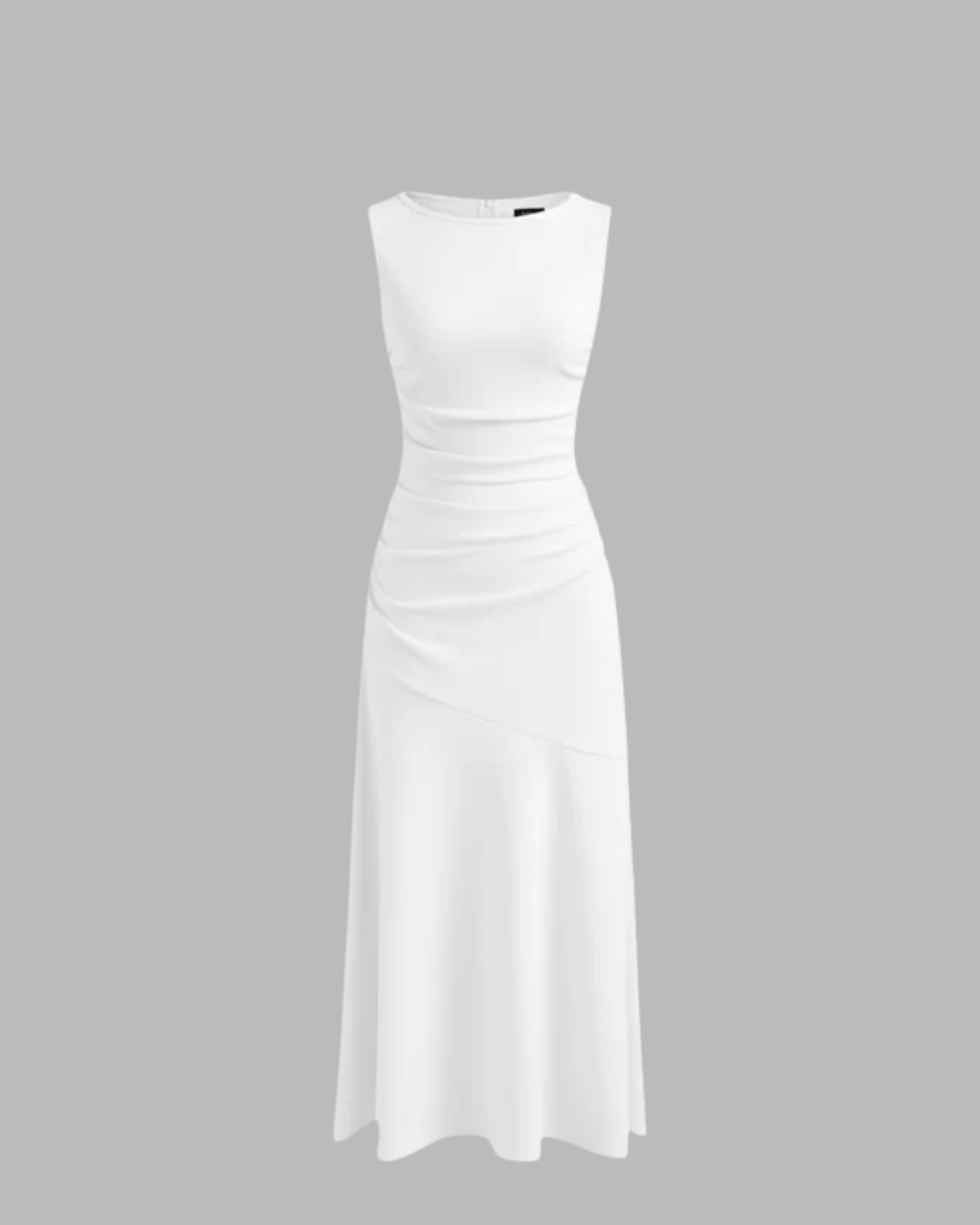 Classic Boat Neck Ruffle Maxi Dress - White