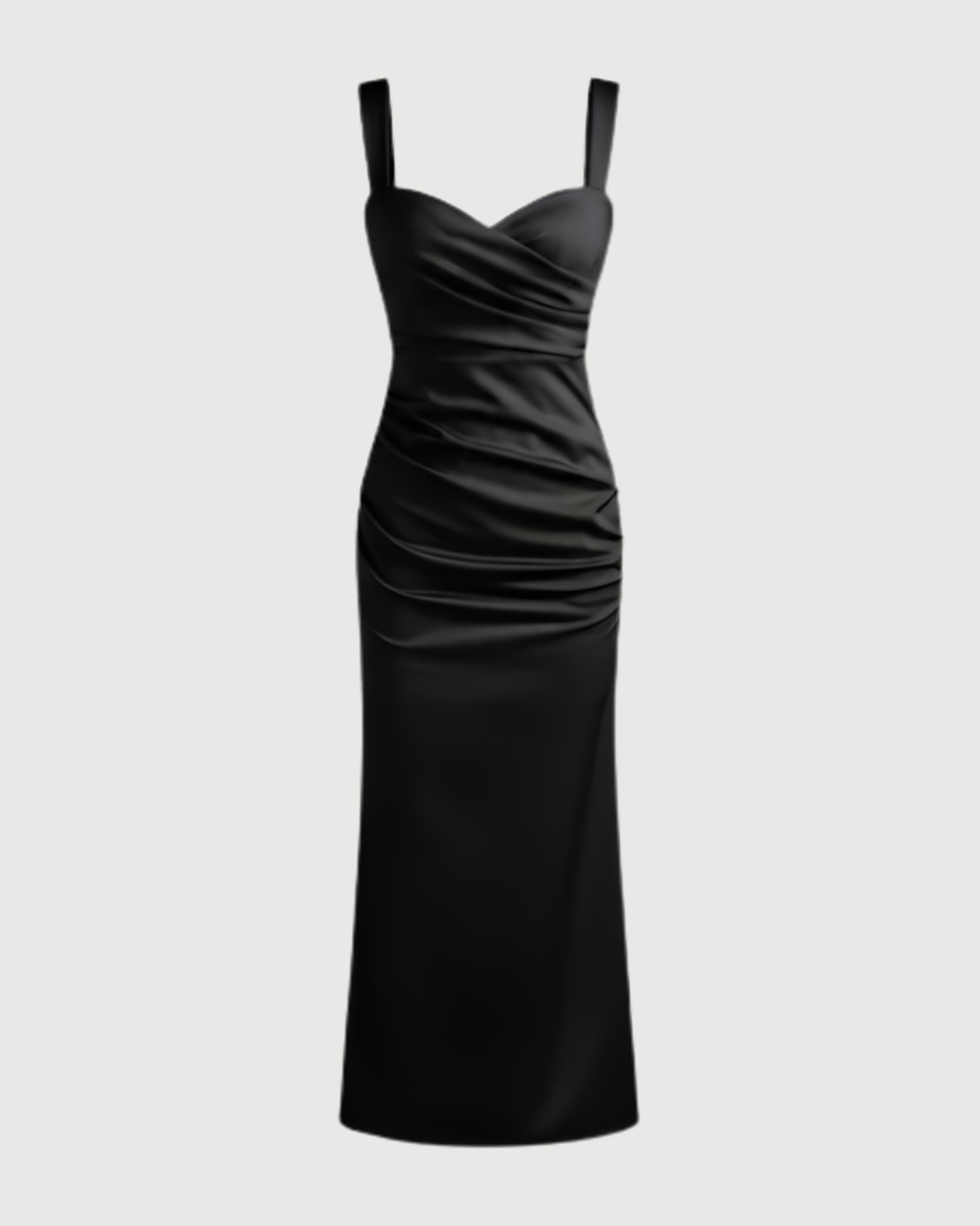 Woven Texture Sweetheart Maxi Dress - Black