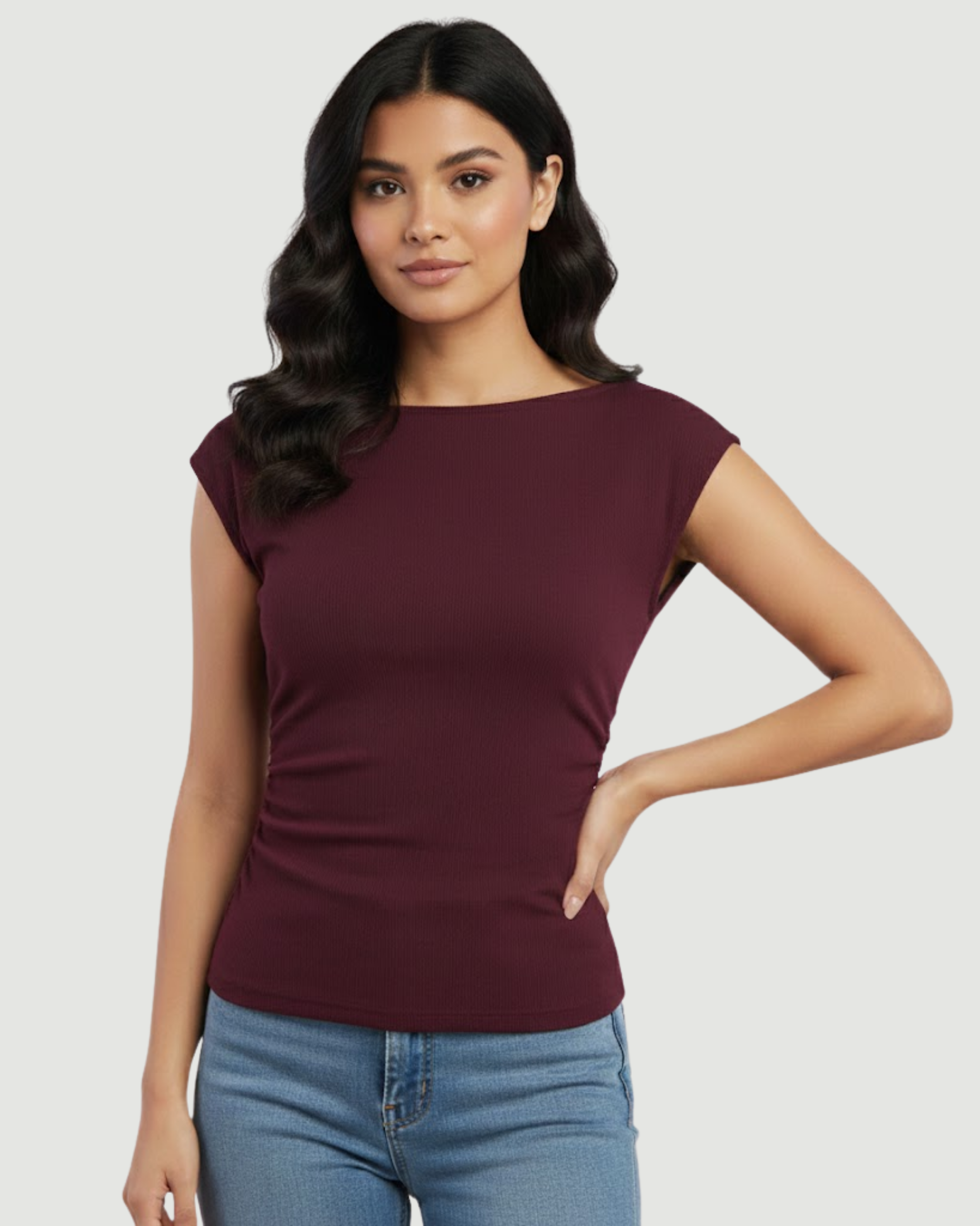 Breeze-Line Minimalist Sculpt Tank - Maroon