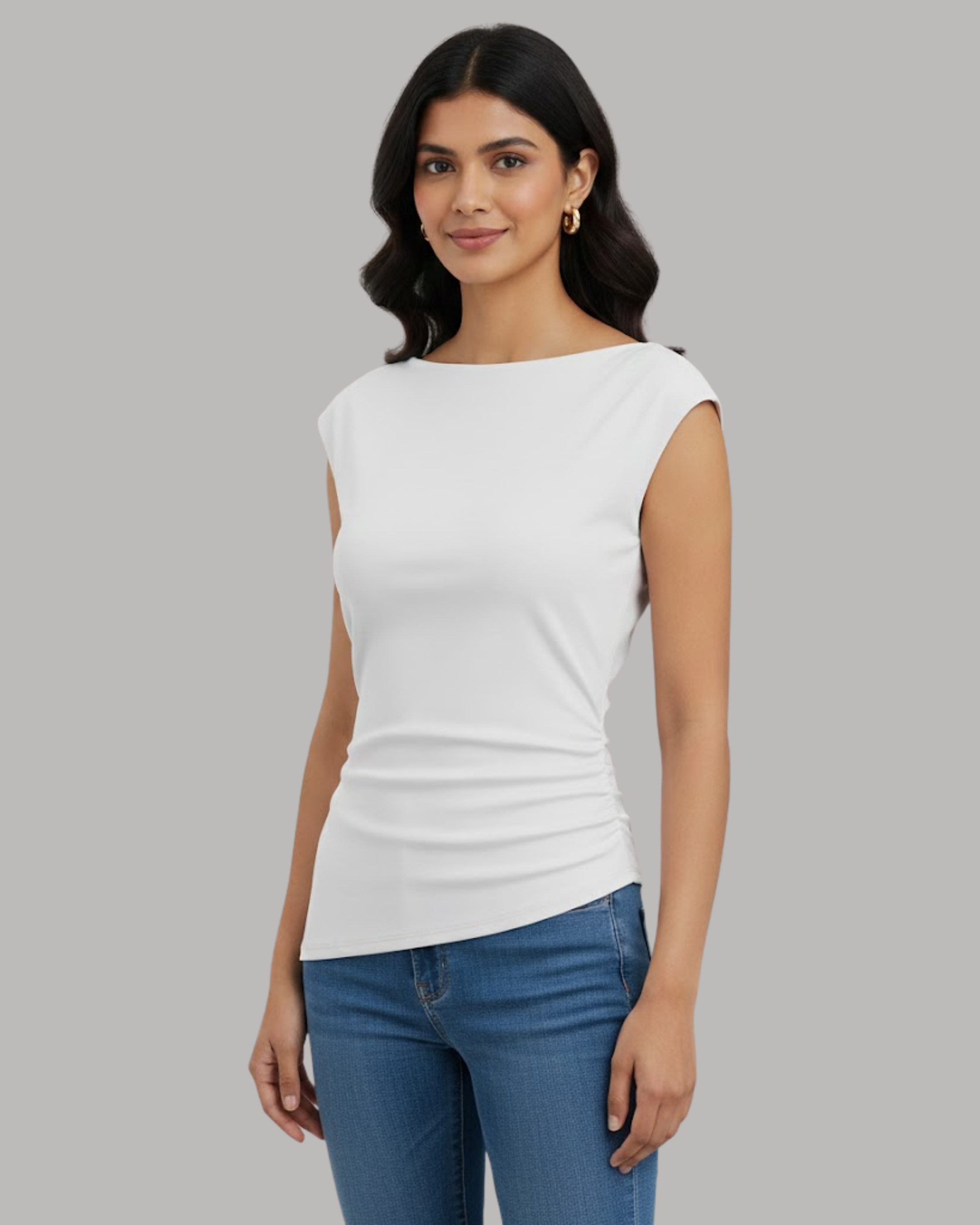 AeroFlow One-Shoulder Motion Tank-White