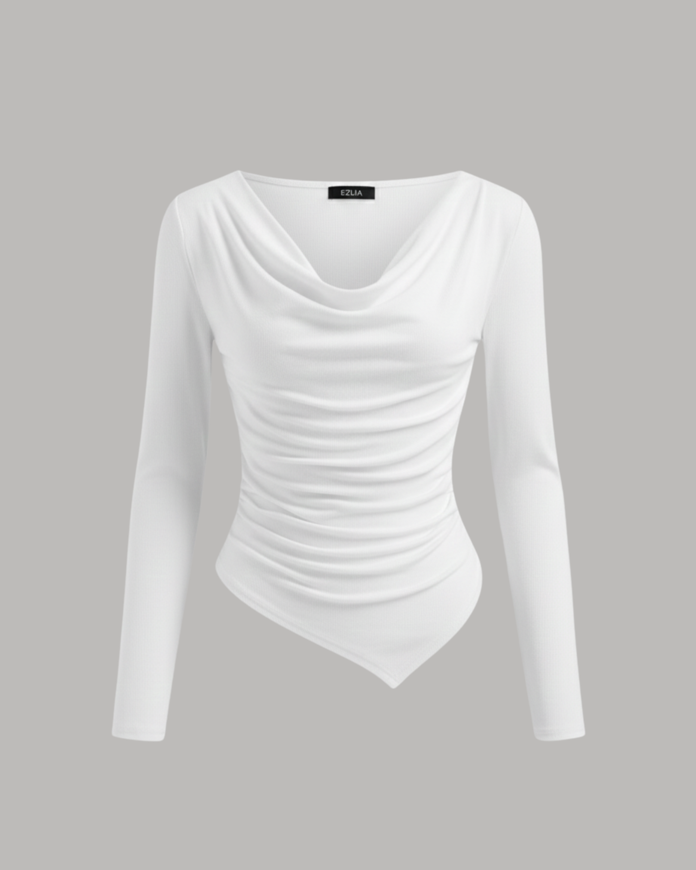 KnitAura Draped Edge Pullover-White