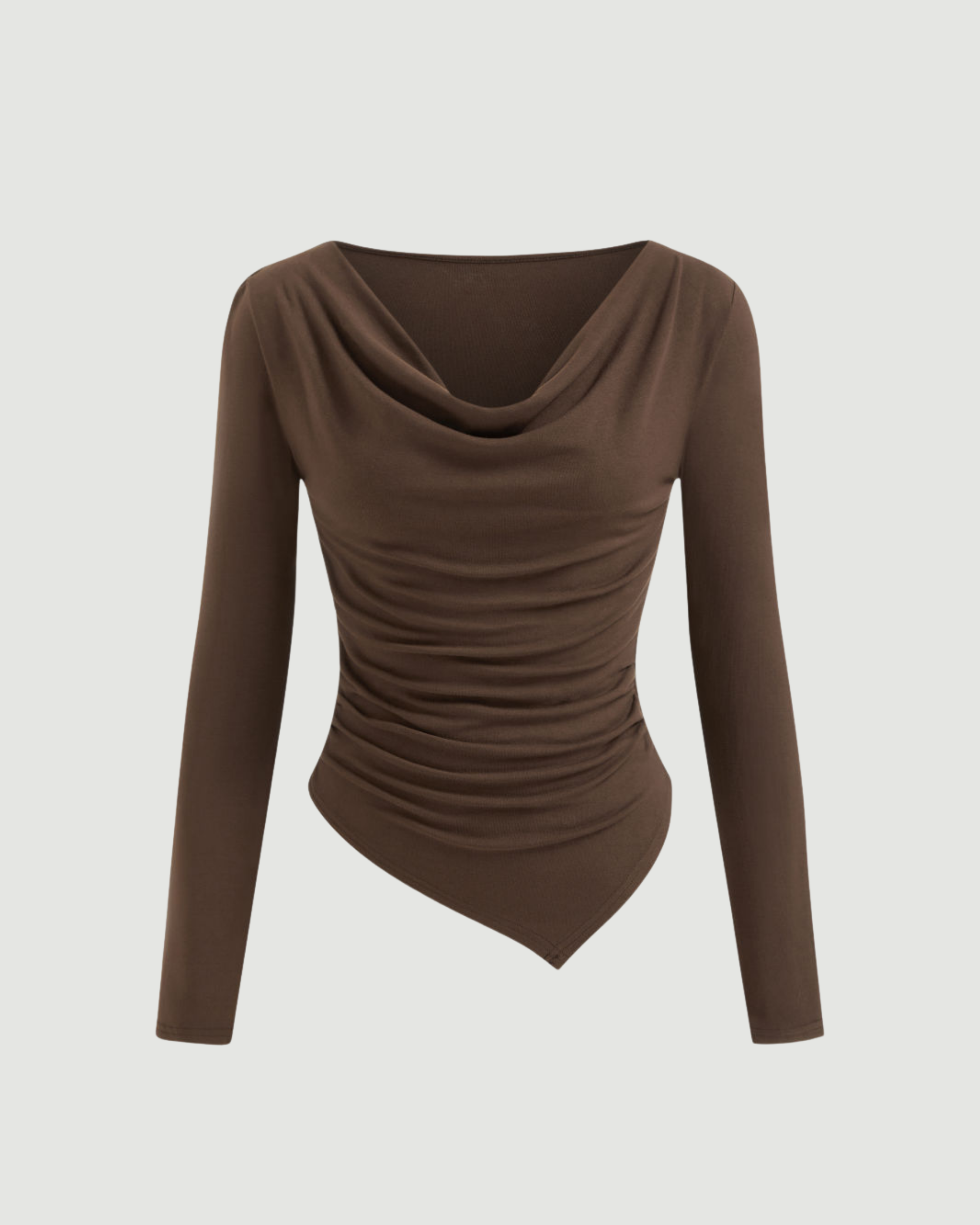 KnitAura Draped Edge Pullover - Coffee