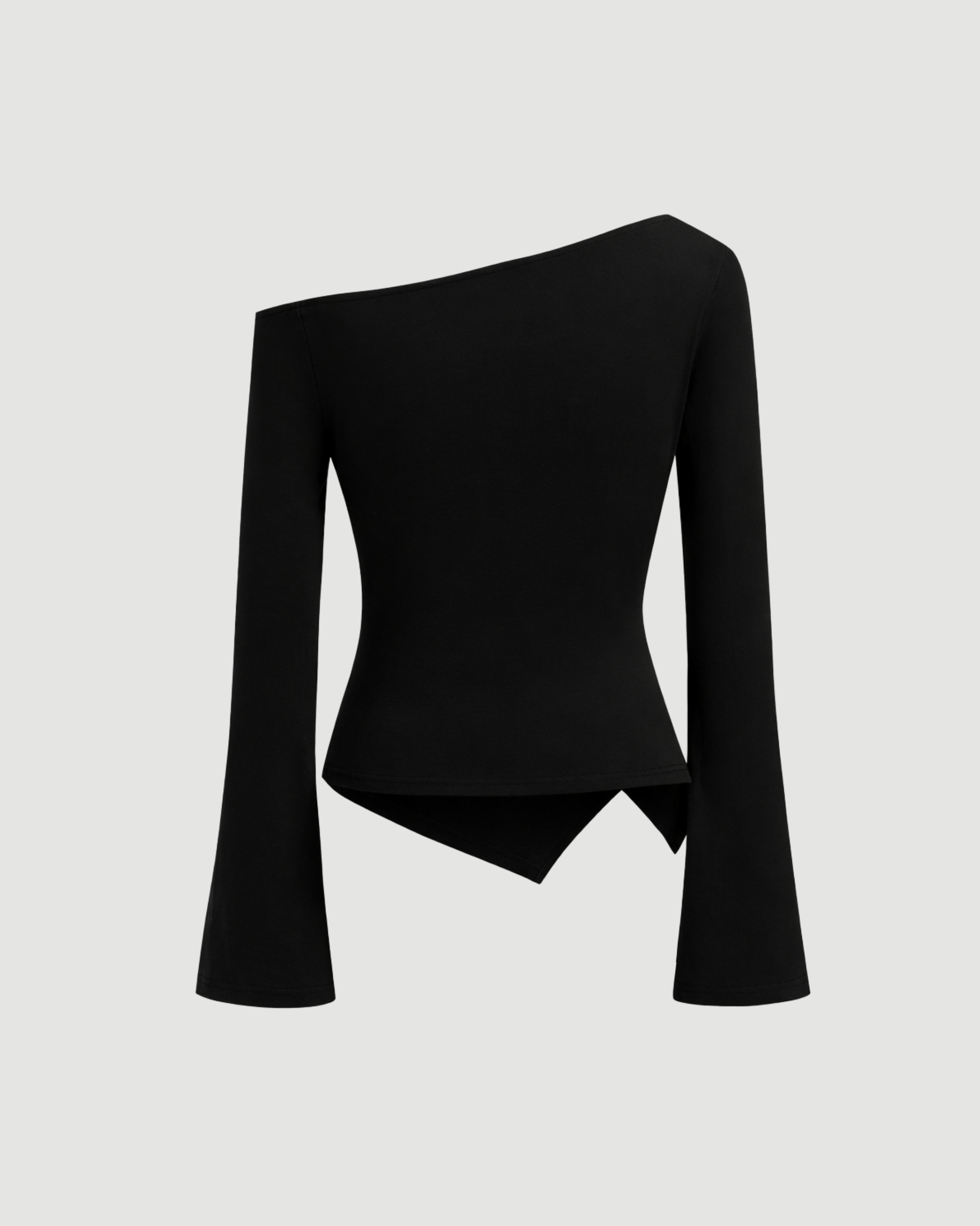 FlairLine SoftWave Sleeve Blouse-Black