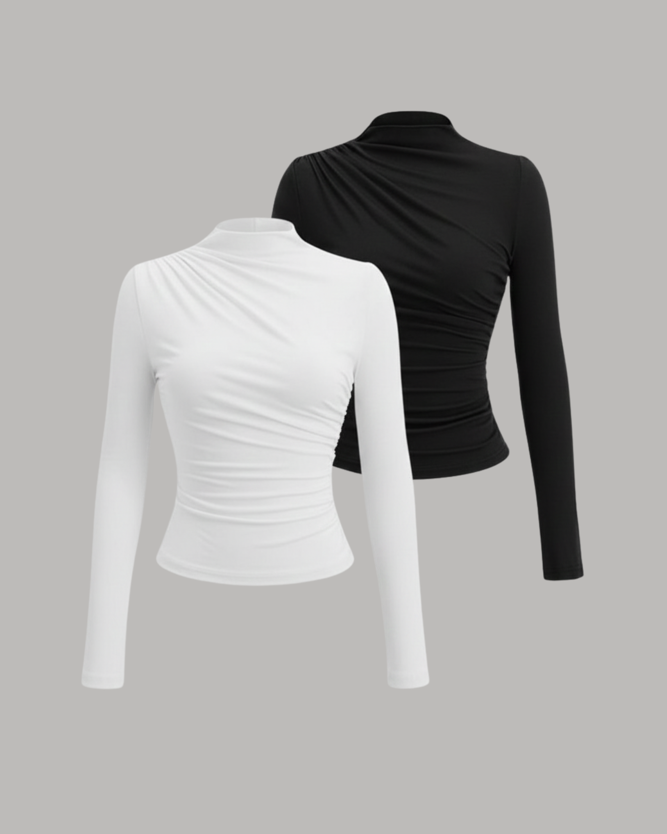 NeoY2K Sleek Mock-Neck Top- Black & White