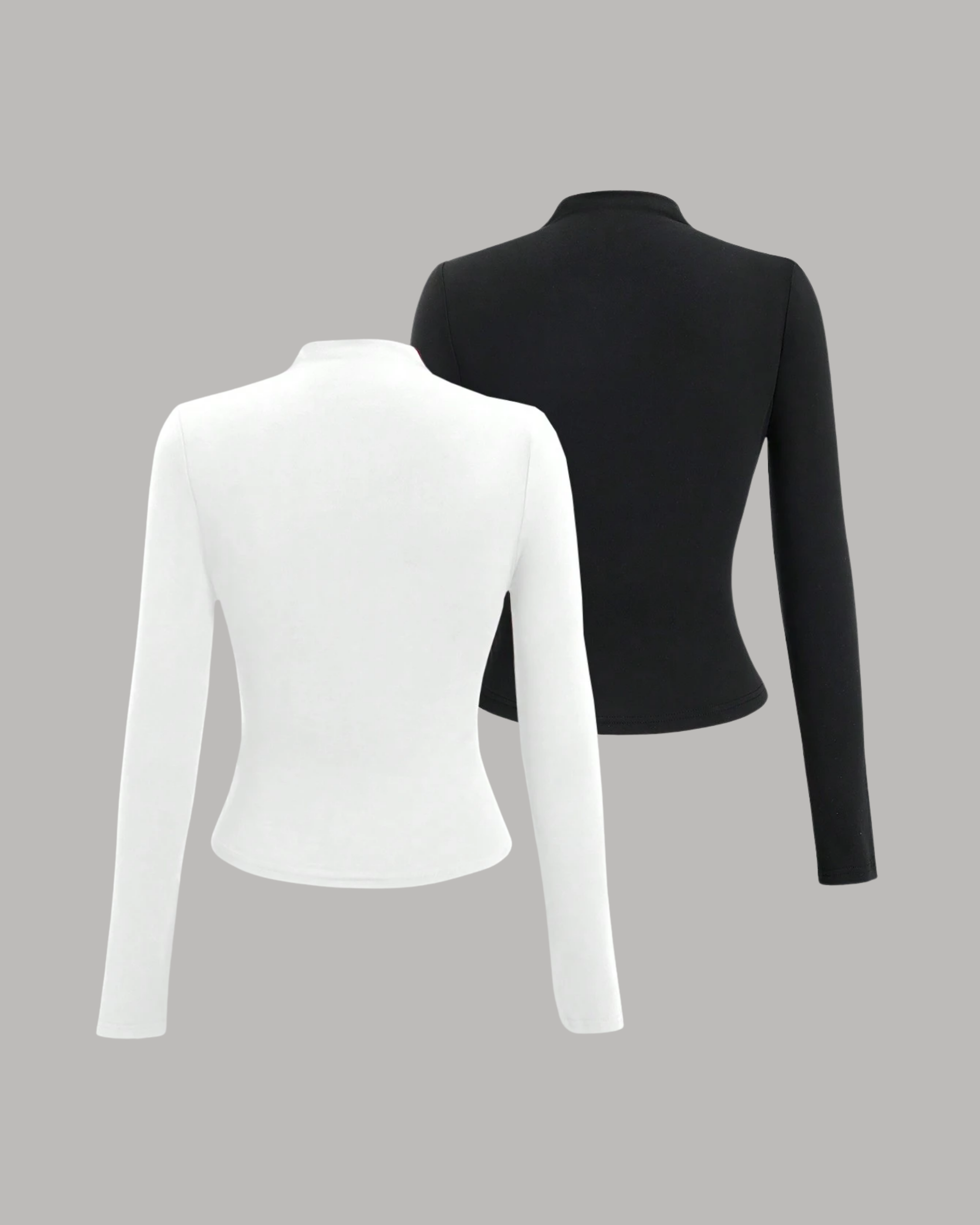 NeoY2K Sleek Mock-Neck Top- Black & White