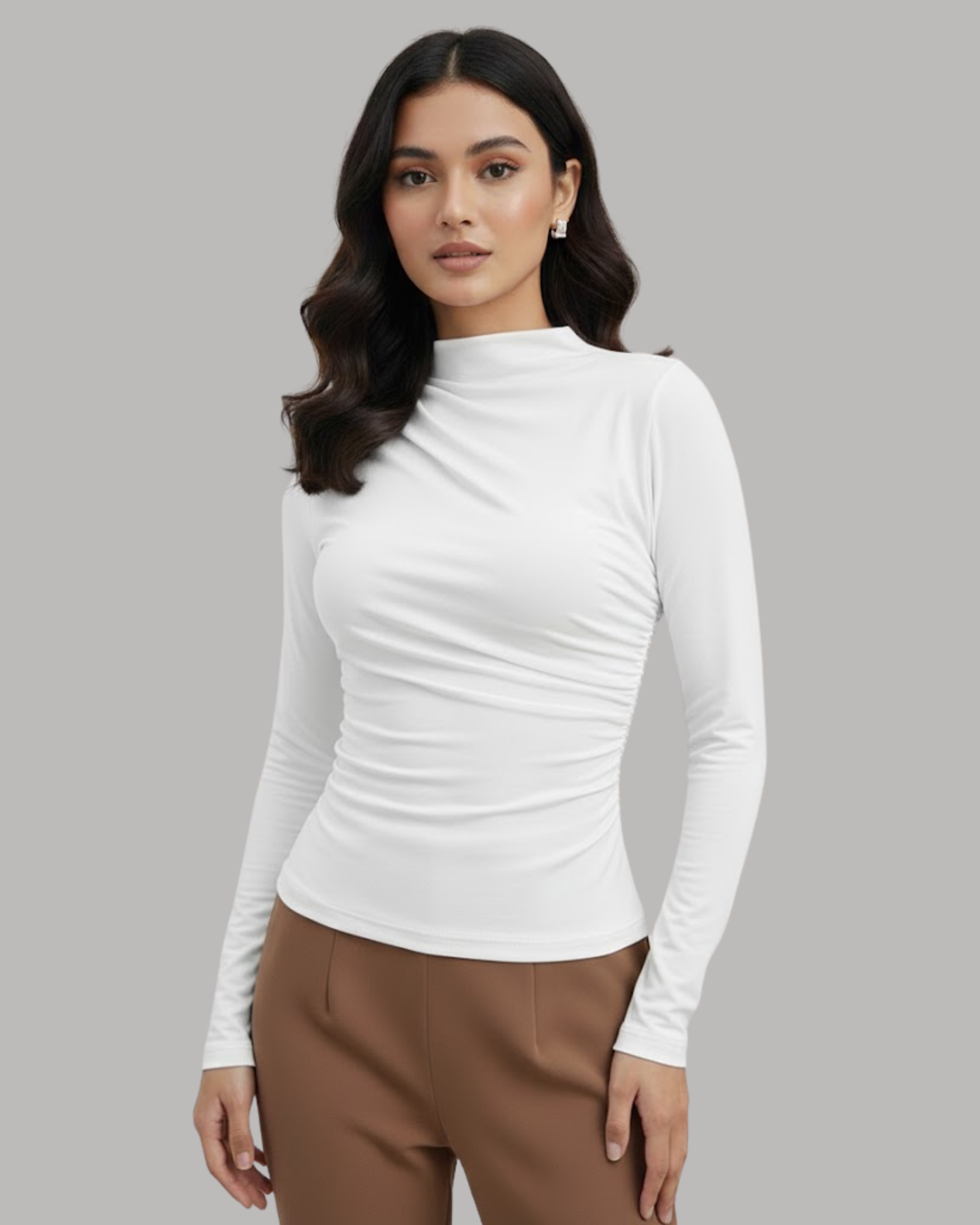 NeoY2K Sleek Mock-Neck Top- Black & White