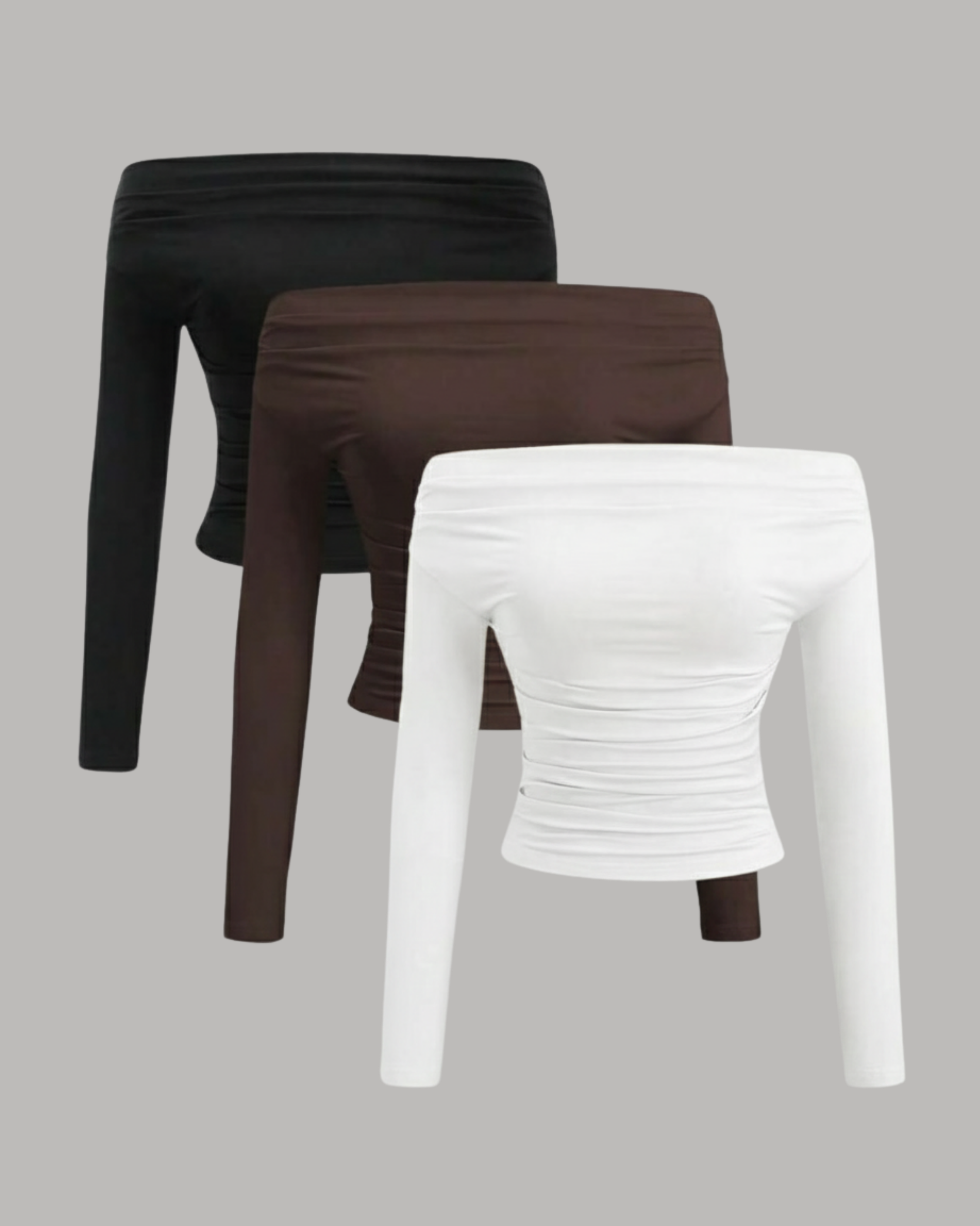 TrioSet SoftStretch Shoulder Crop Pack-Choco Brown & White  & Black