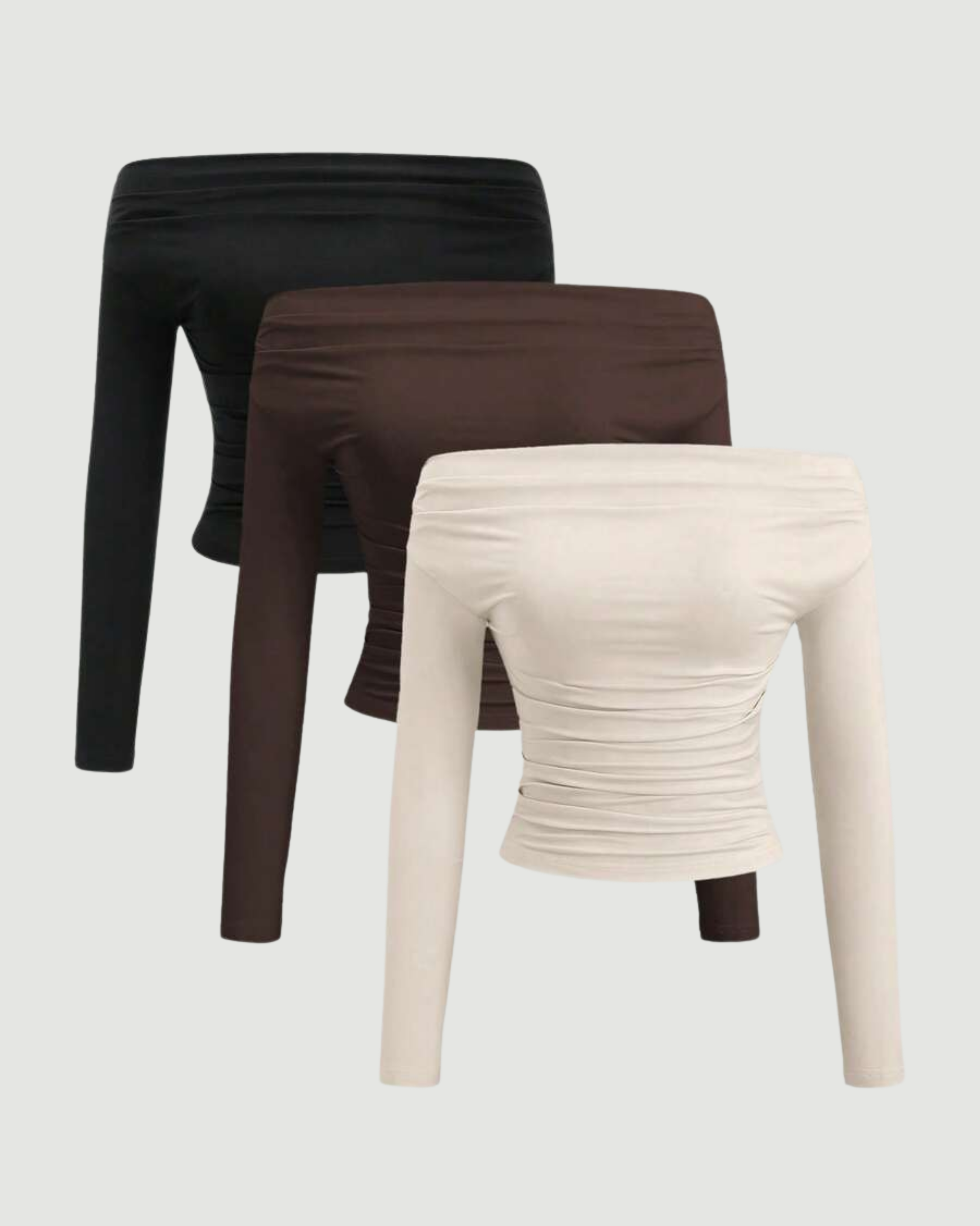 TrioSet SoftStretch Shoulder Crop Pack - Choco Brown & Cream & Black