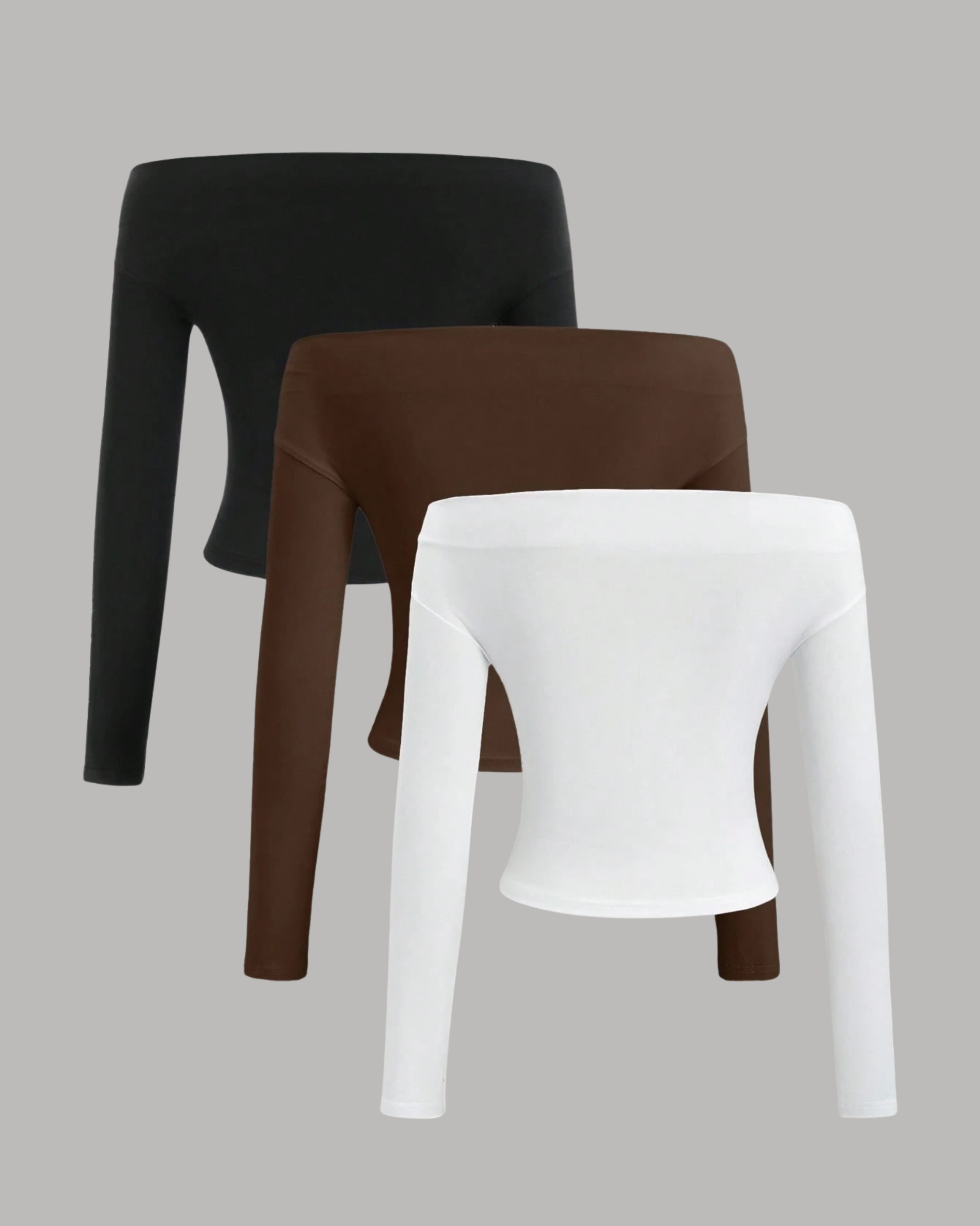 TrioSet SoftStretch Shoulder Crop Pack-Choco Brown & White  & Black