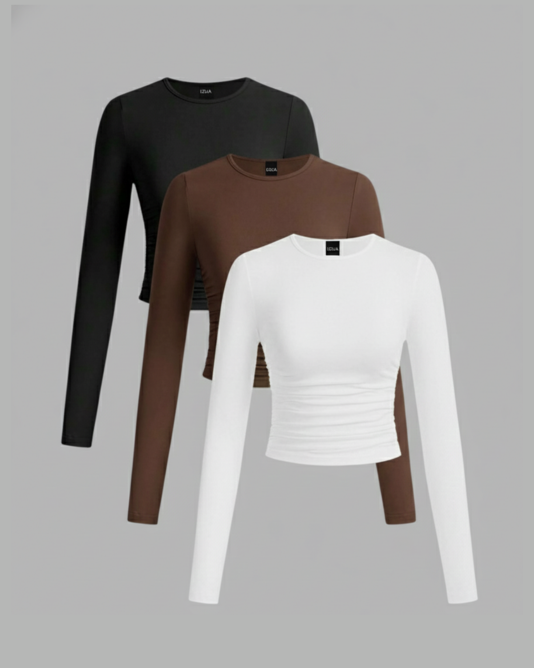 CozyLayer WinterFlex Long Sleeve Set-Choco Brown & White  & Black