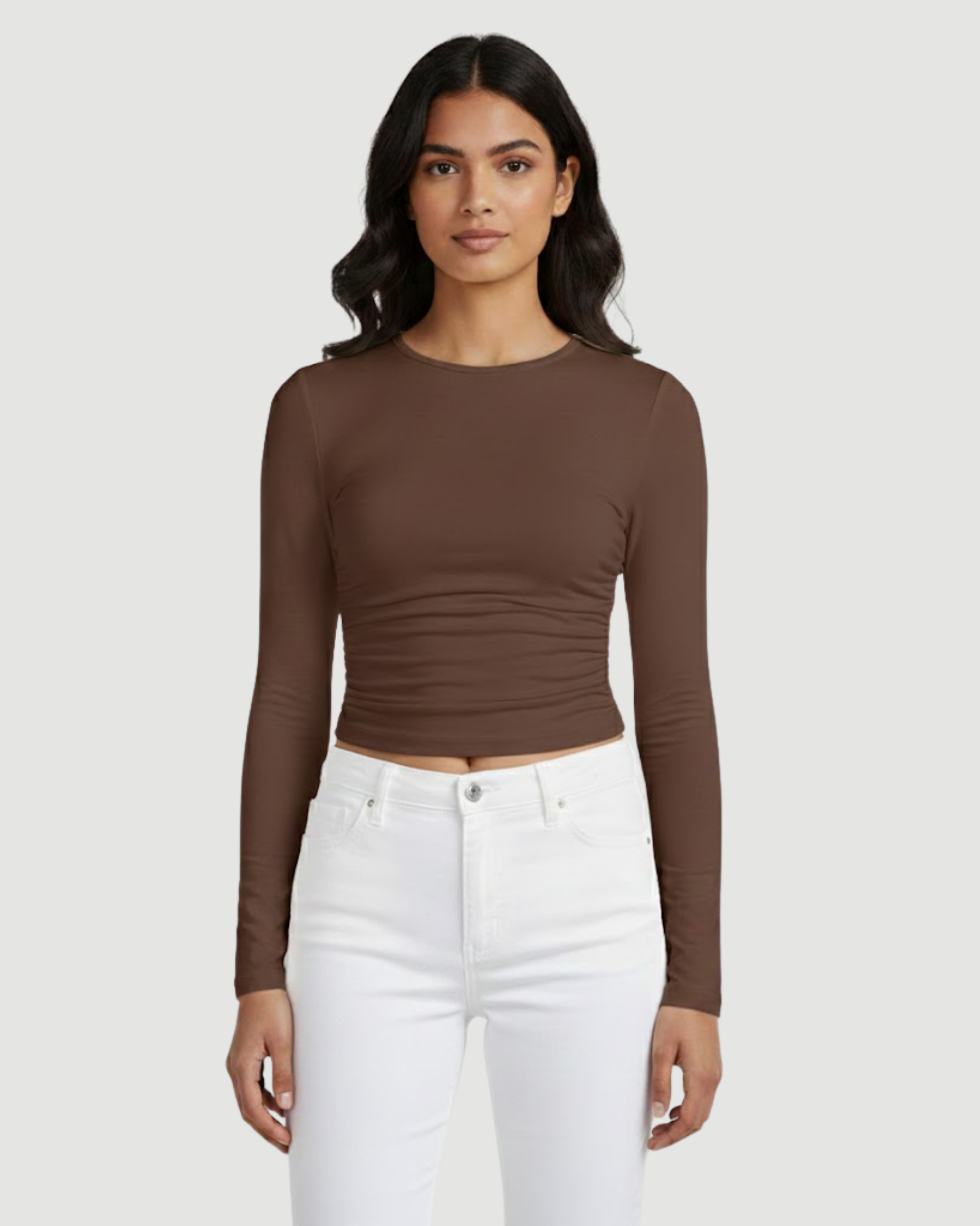 CozyLayer WinterFlex Long Sleeve Set - Choco Brown & Cream & Black