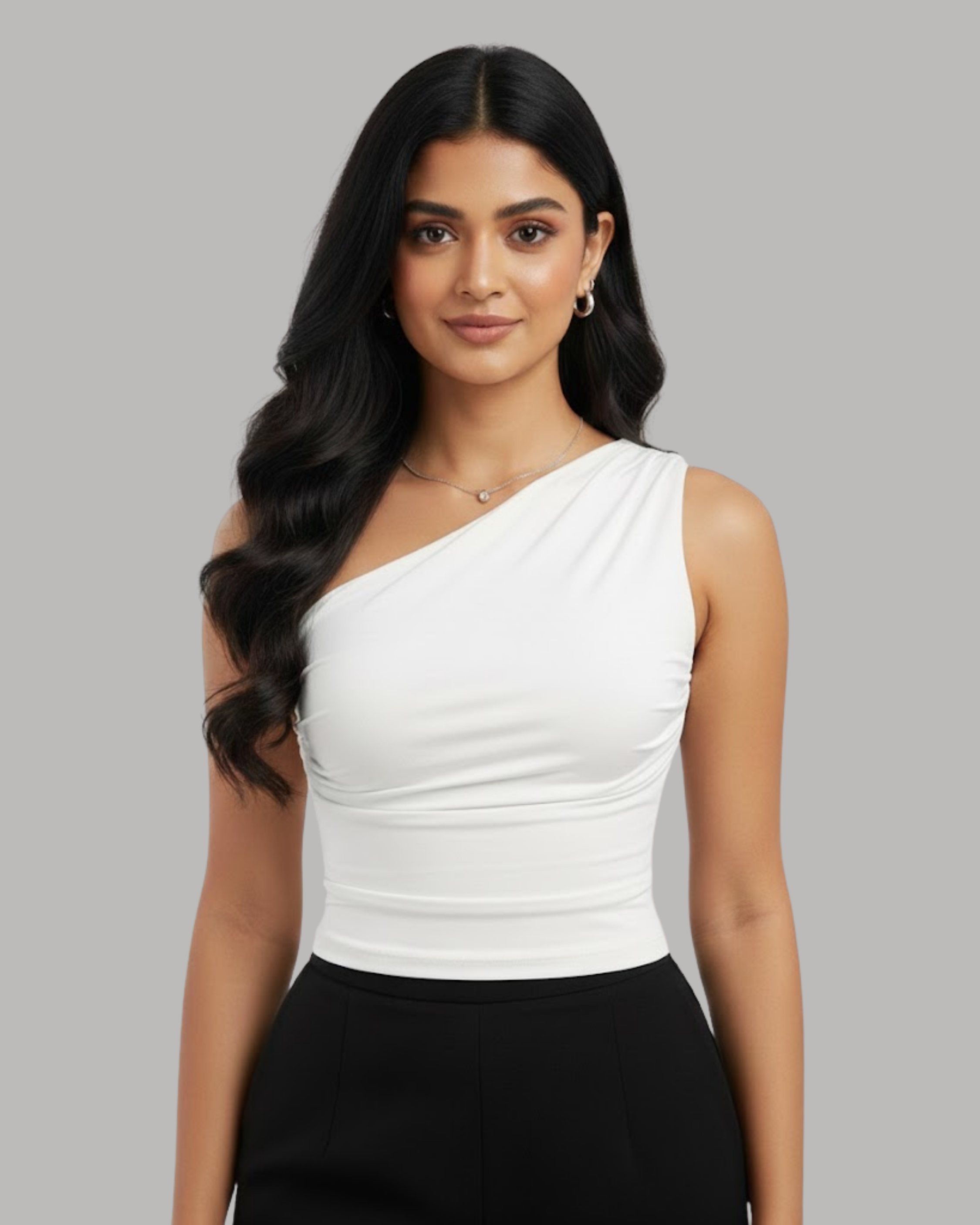 SummerGlow Luxe Halter Blouse-White