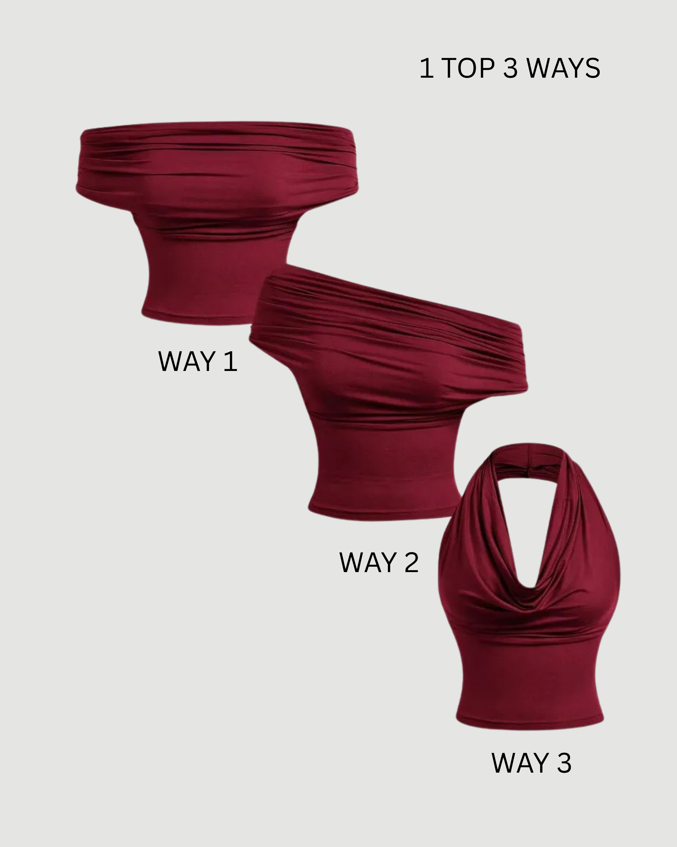 SummerGlow Luxe Halter Blouse - Burgundy