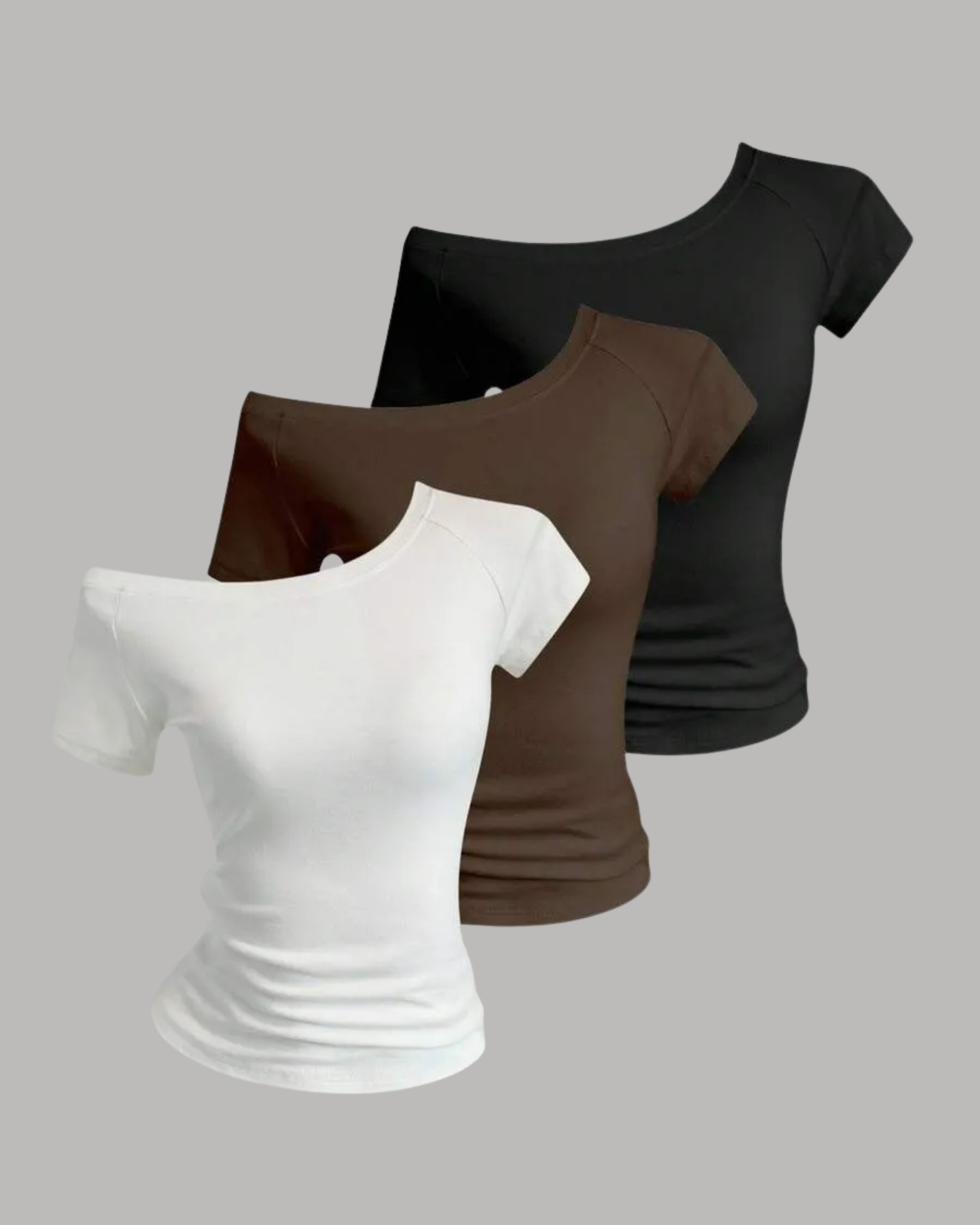 SummerEase Open-Shoulder Classics Set - Black & White & Brown