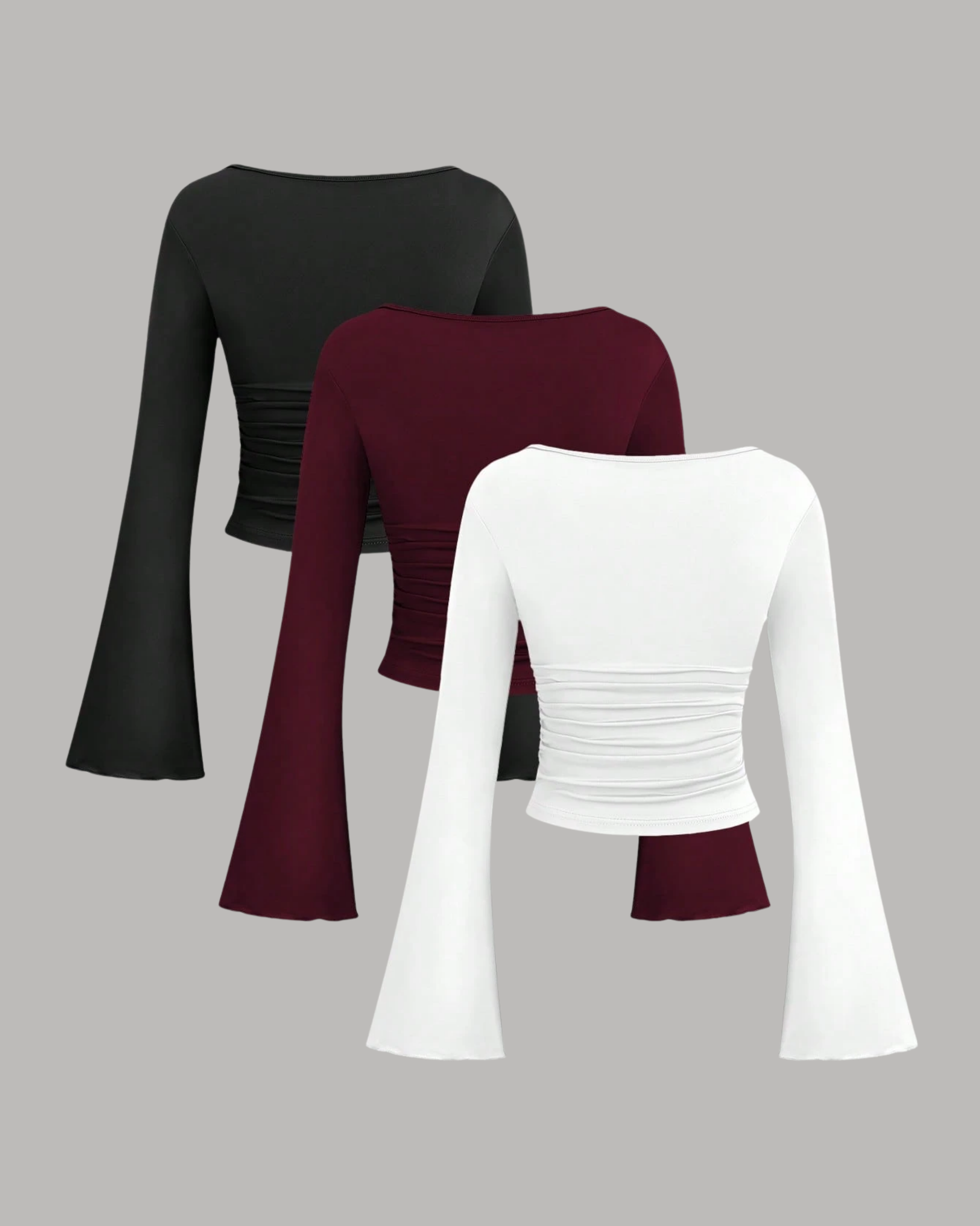 StudioPleat Commuter Flare Top Set - Black & Maroon & White