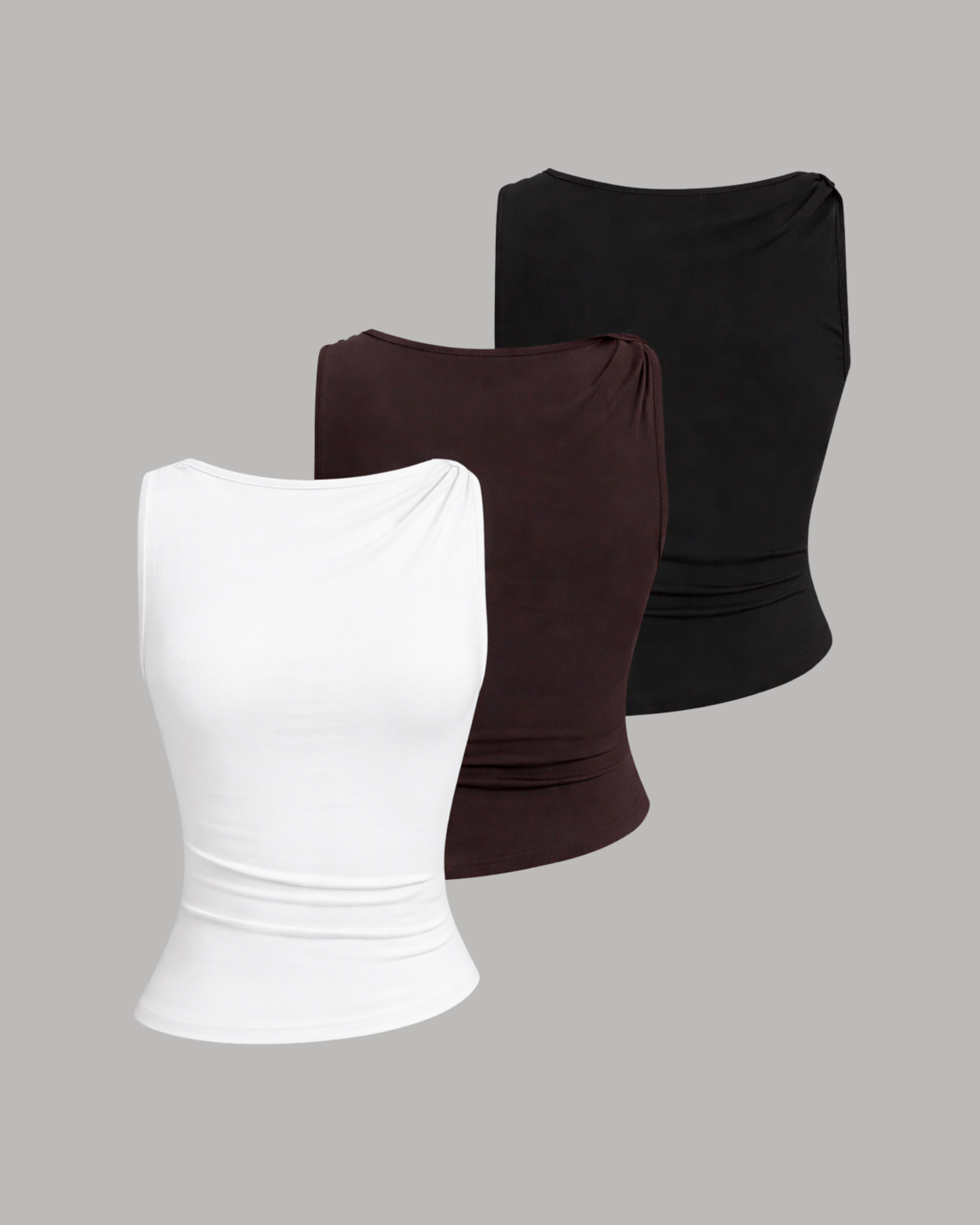 Y2K SoftSculpt Sleeveless Trio-Black & White & Wine
