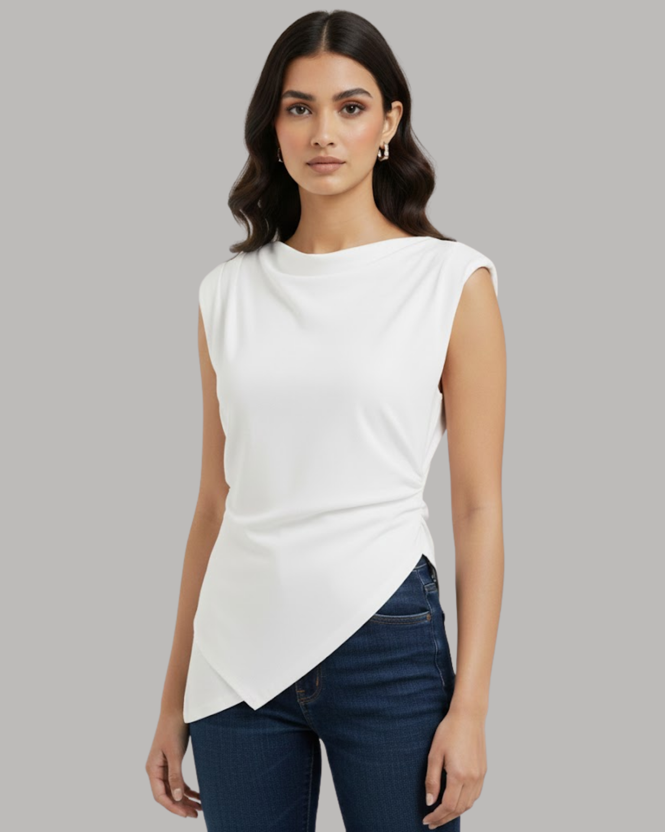 DrapeLine Elegant Fall Top - White
