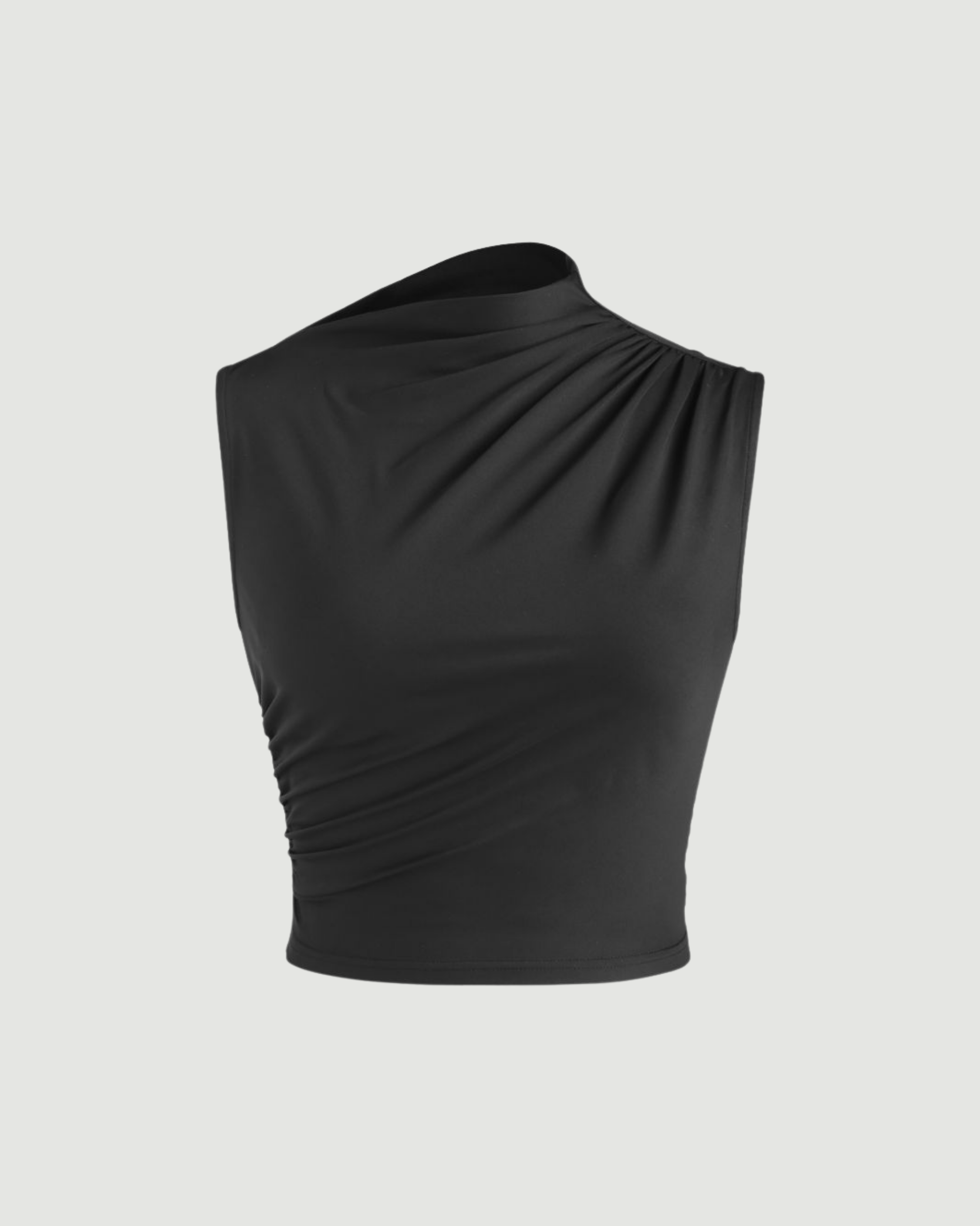 KnitFlex Asymmetric Chic Tank - Black