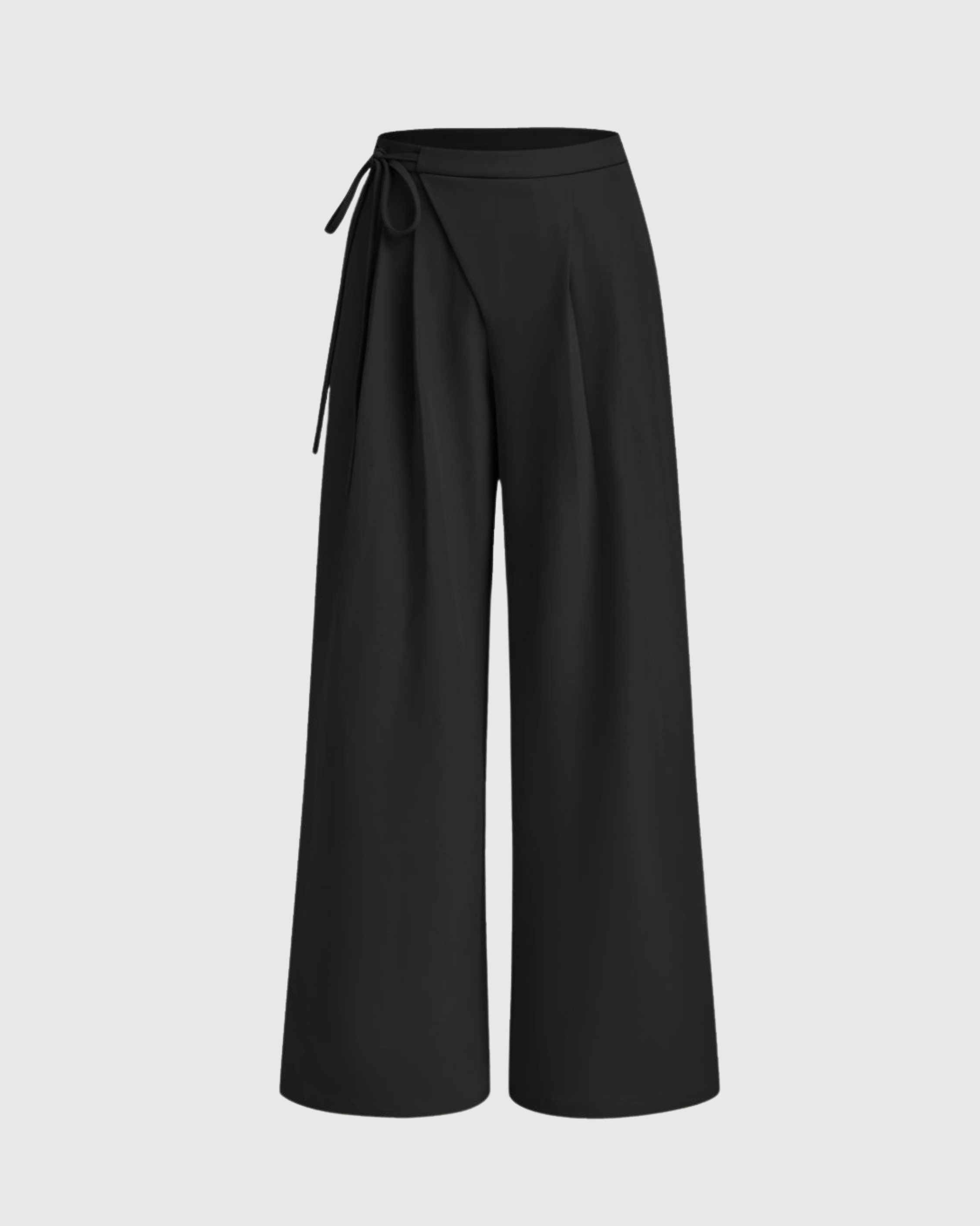 Tie-Side Pleated Trousers-Black
