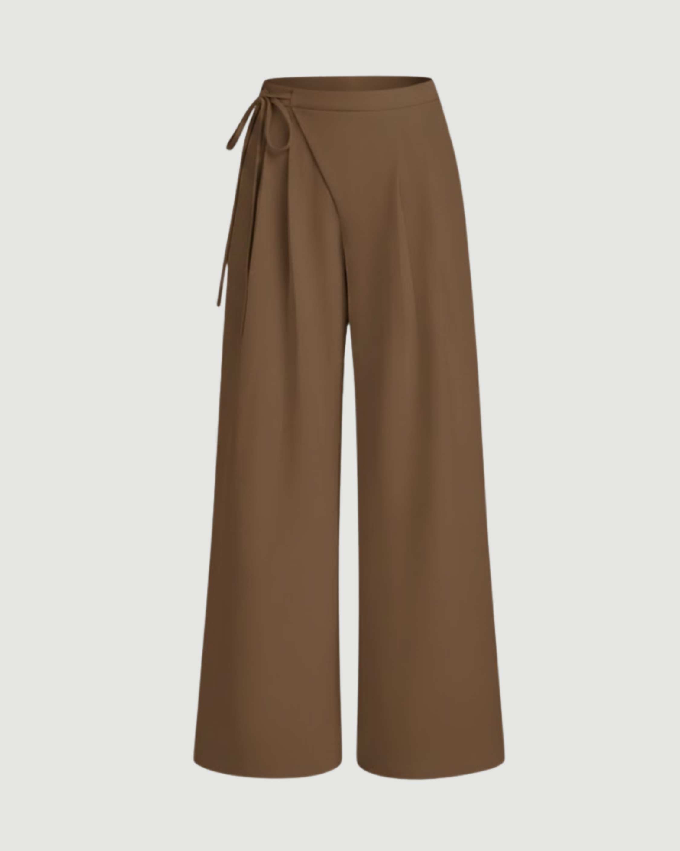 Tie-Side Pleated Trousers-Brown