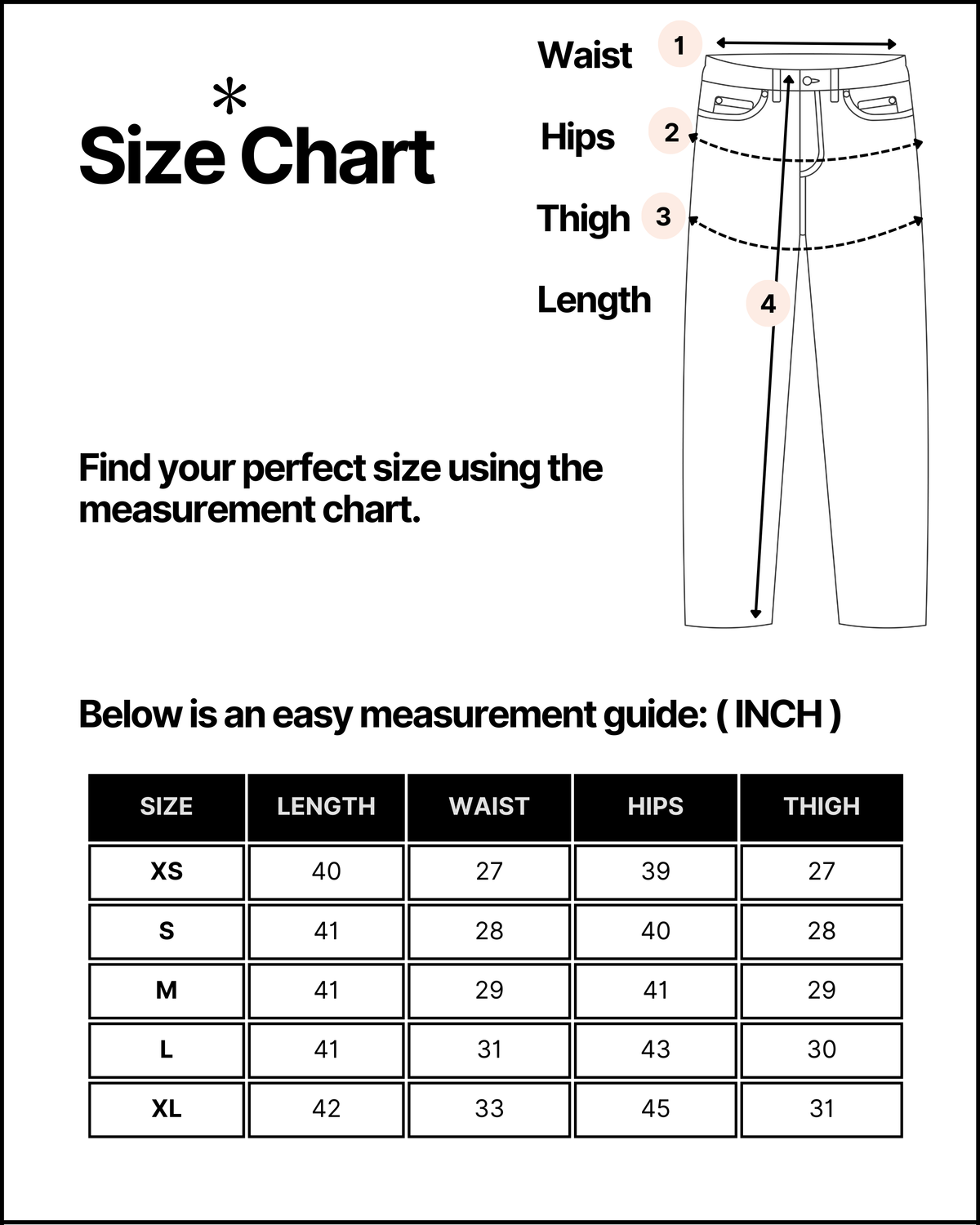Size chart for this product