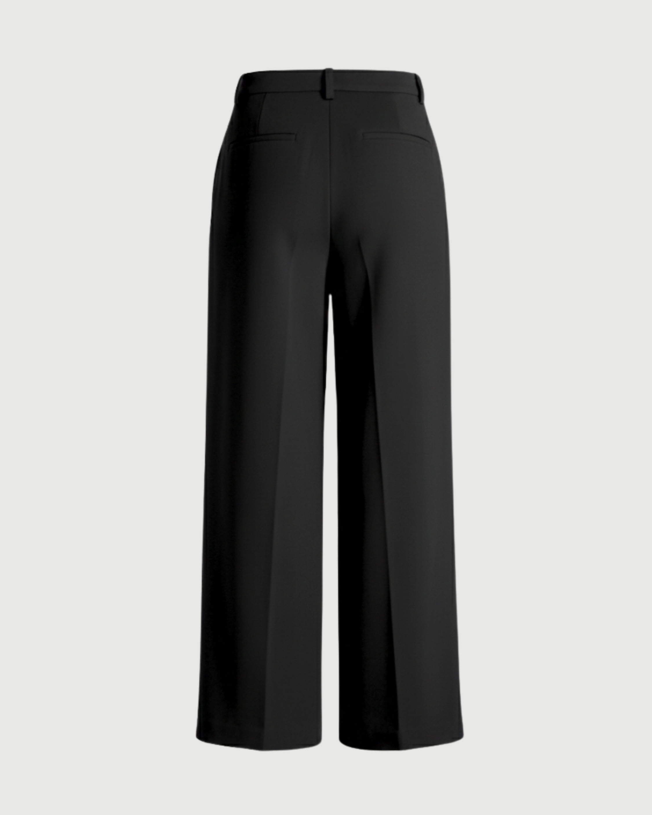 Classic Pleated Straight Leg Trousers- Black
